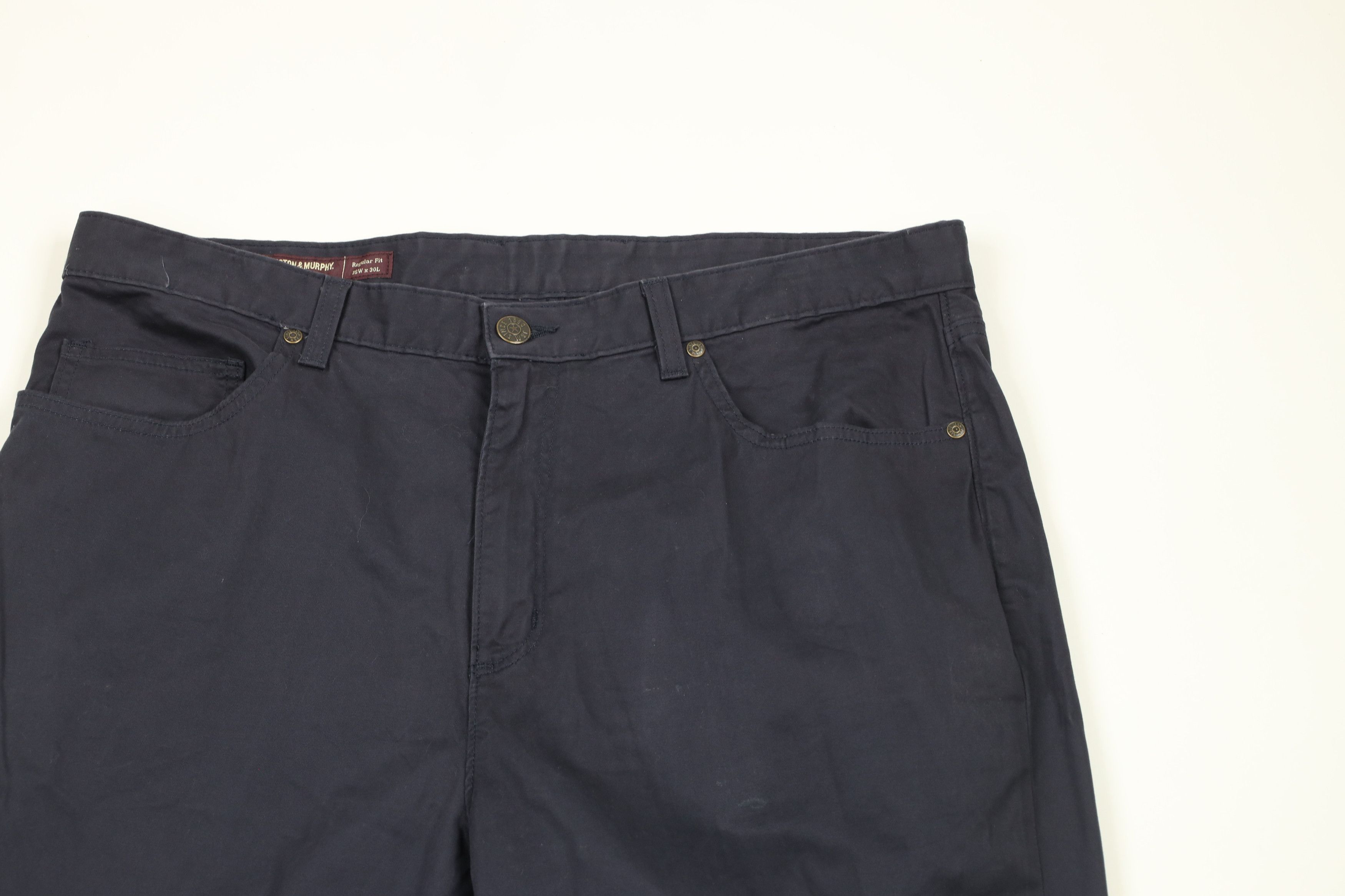 Johnston & Murphy × Vintage Johnston & Murphy Leg Cotton Twill Chino Pants Navy Blue Size US 38 / EU 54 - 2 Thumbnail