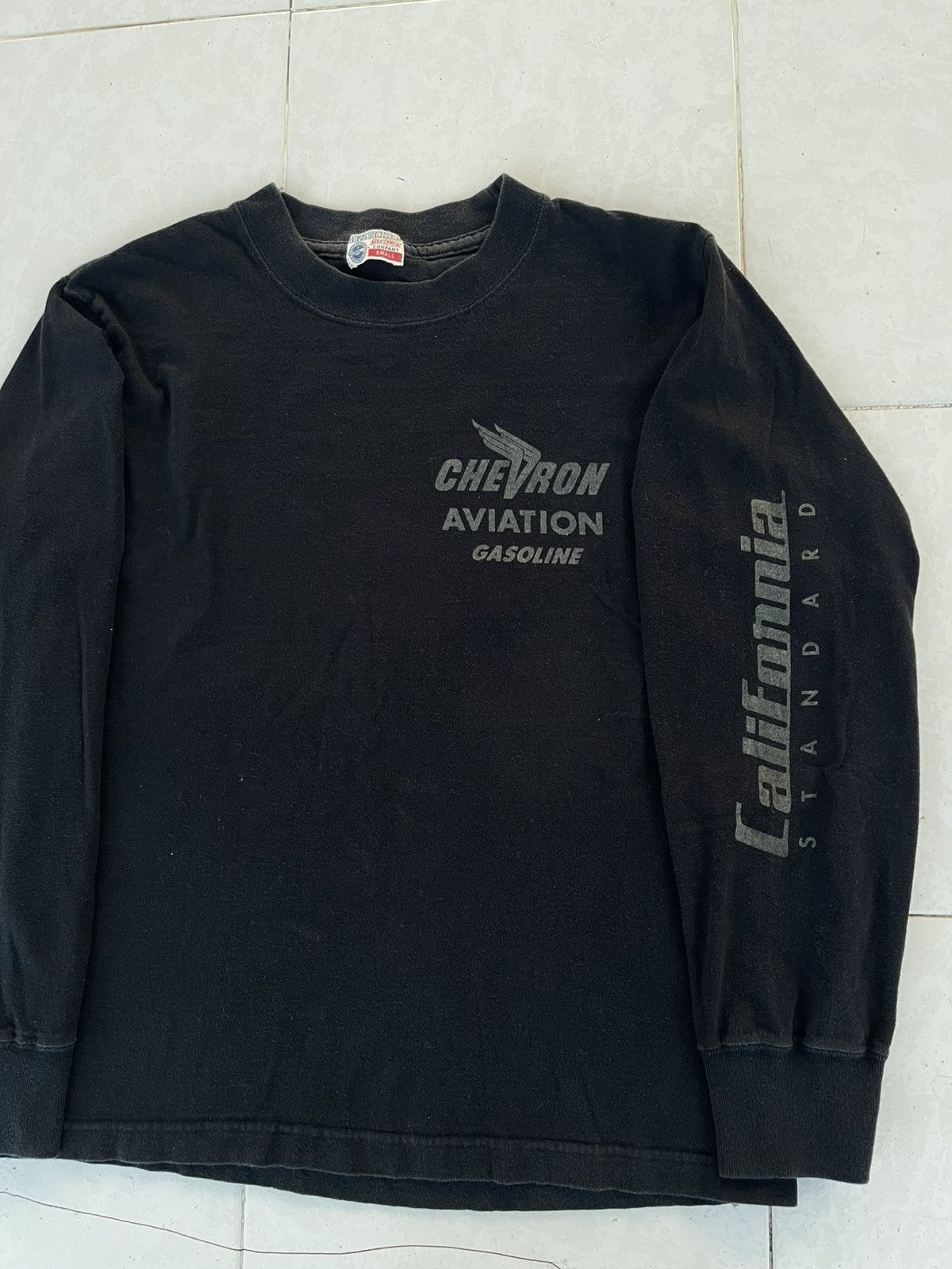 Buzz Rickson's Vintage 90's Buzz Rickson Chevron Aviation Gasoline Shirt T Size US S / EU 44-46 / 1 - 9 Thumbnail