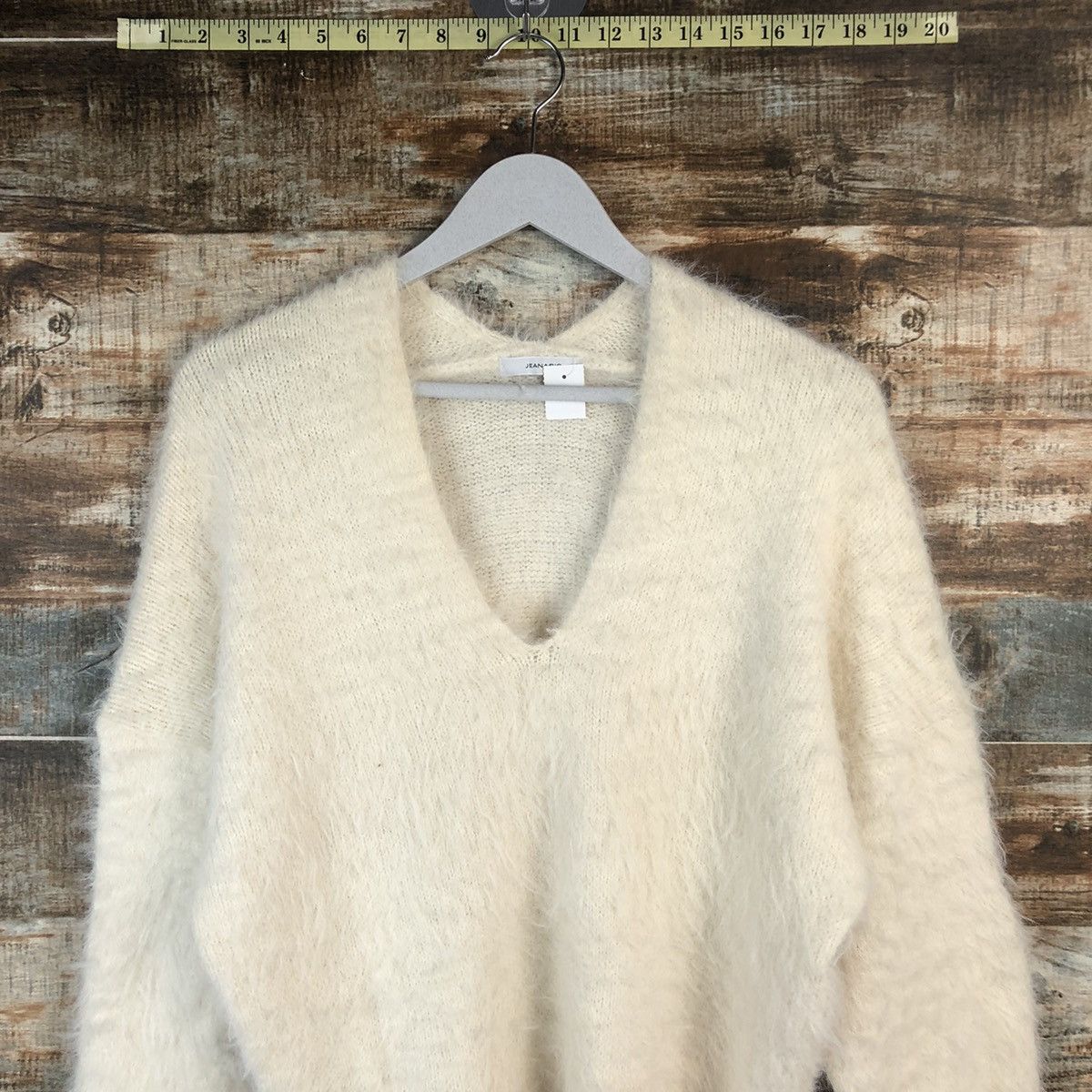Japanese Brand DL Jeansis White shaggy fur Mohair Knitwear #C356 Size L / US 10 / IT 46 - 2 Thumbnail