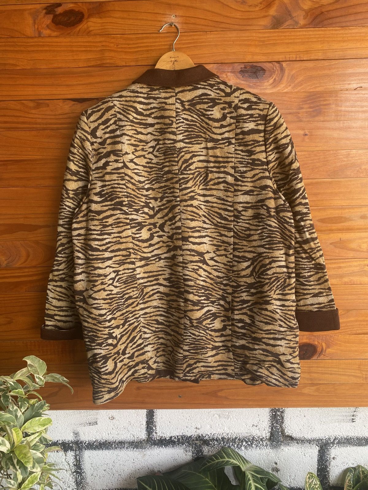 Japanese Brand Vintage Remalon Tiger Print Wool Jacket Brown Animal Coat Size L / US 10 / IT 46 - 9 Thumbnail