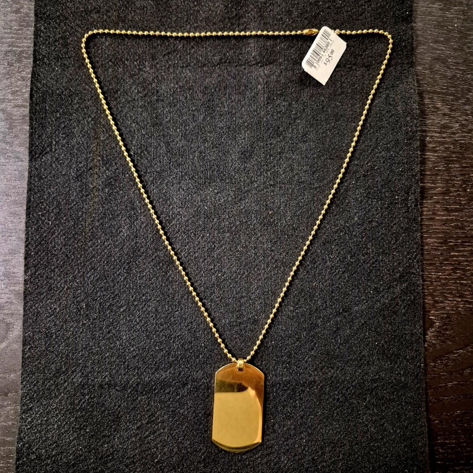 Other Eve's Jewelry Men's Gold Plated Large Dog Tag Necklace Size ONE SIZE - 2 Thumbnail