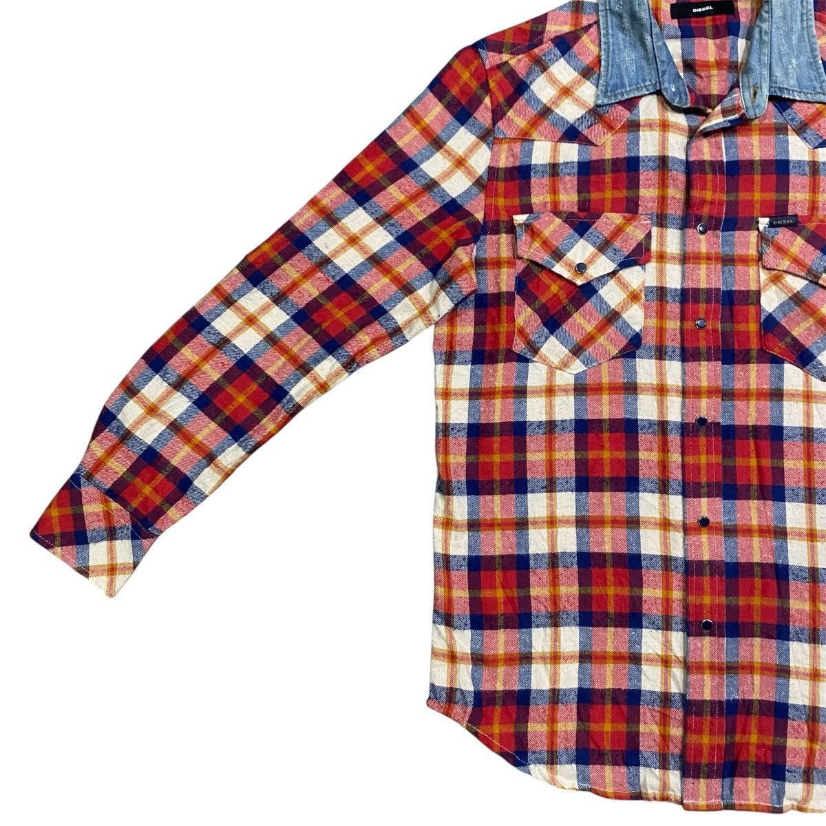 Diesel Diesel Red Camicia Western Flannel Snap Button Denim Collar Size US S / EU 44-46 / 1 - 5 Thumbnail