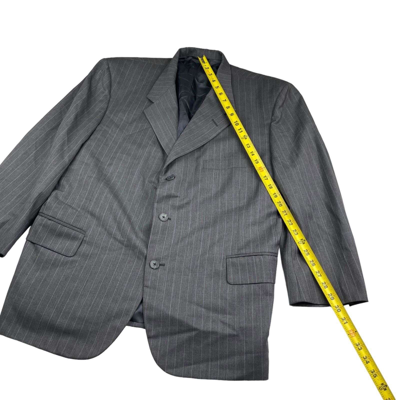 Holland & Sherry Holland & Sherry x Filo A Mano Men's Suit Gray/Blue Stripe • Size 48R - 10 Thumbnail