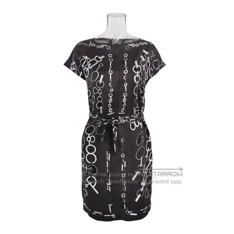 Hermes Hermès Black Chain Print Silk Dress. Size US S / EU 44-46 / 1 - 1 Thumbnail