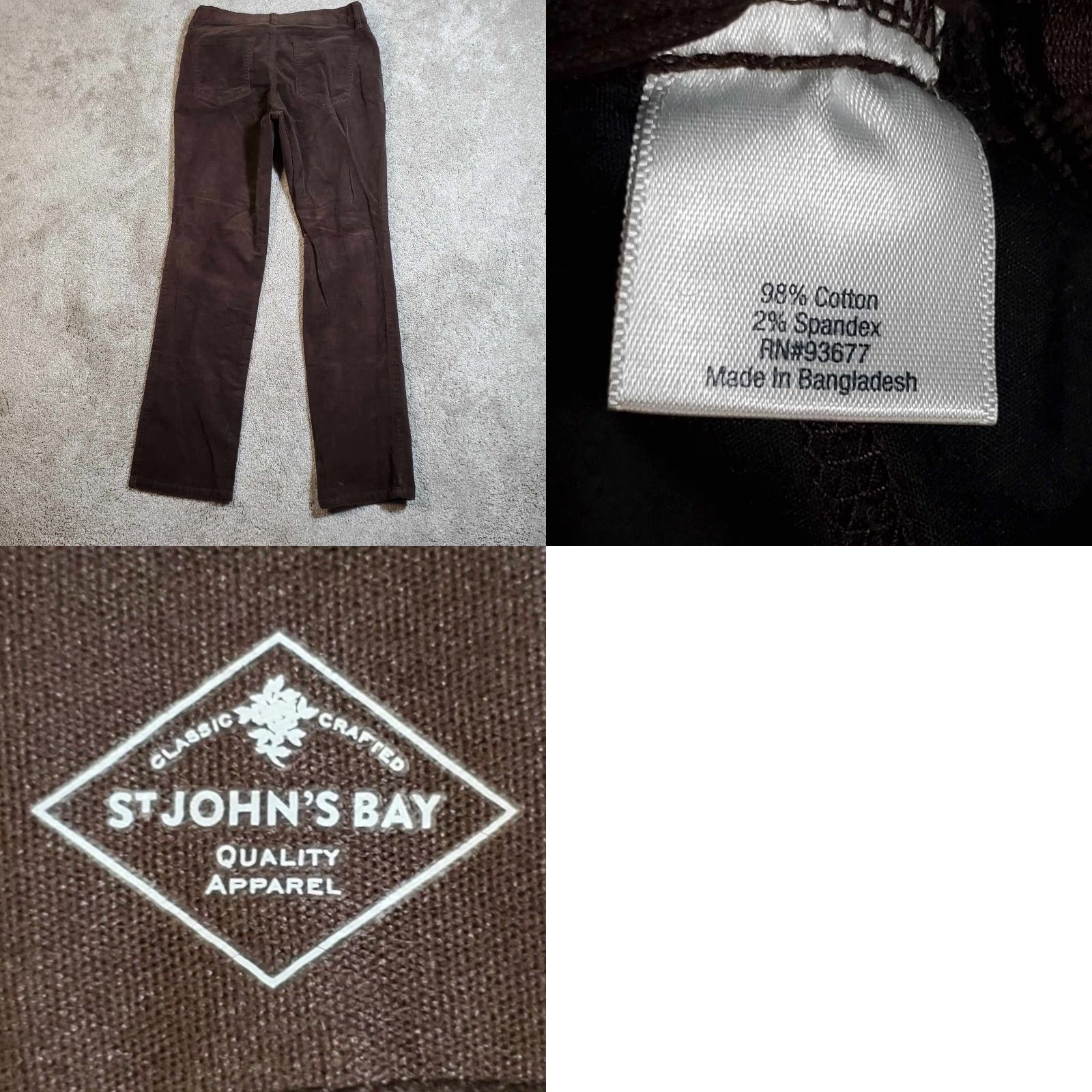 Vintage St. John's Bay Women's Corduroy Pants Brown 12 Casual Chino Flat Front Pocket Easy Care Size 34" / US 12 / IT 48 - 8 Thumbnail