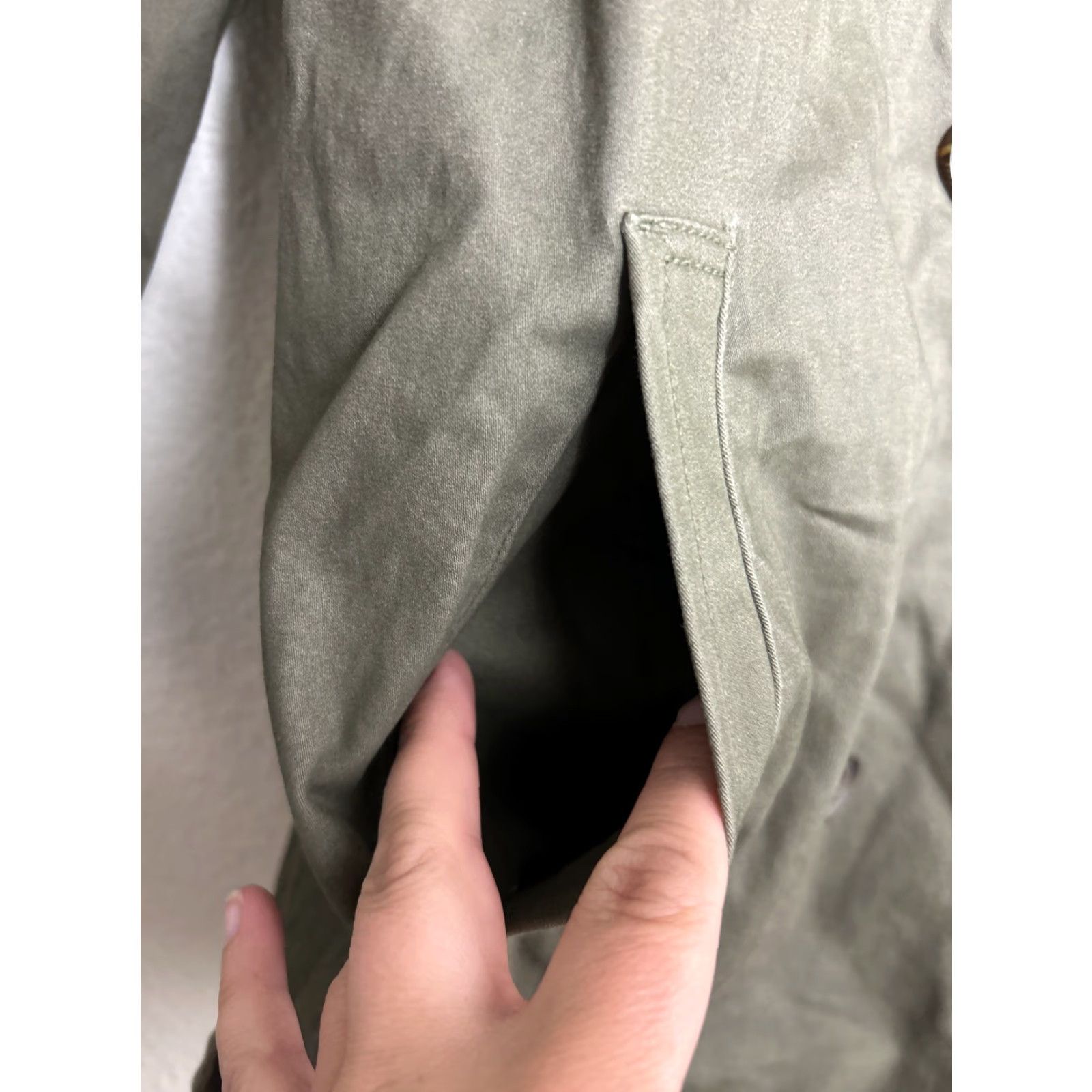Lucky Brand Lucky Brand Womens Small Army Green Button Trench Coat Cotton Size S / US 4 / IT 40 - 6 Thumbnail