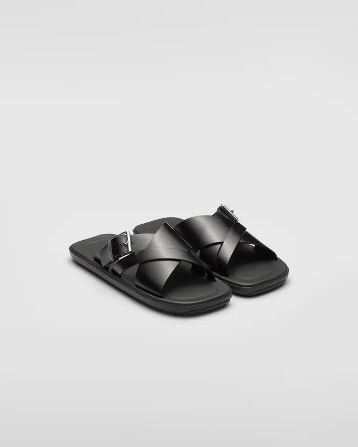 Prada o1mt1gz0526 Spazzolato Brushed Slides in Black Size US 8 / EU 41 - 2 Thumbnail