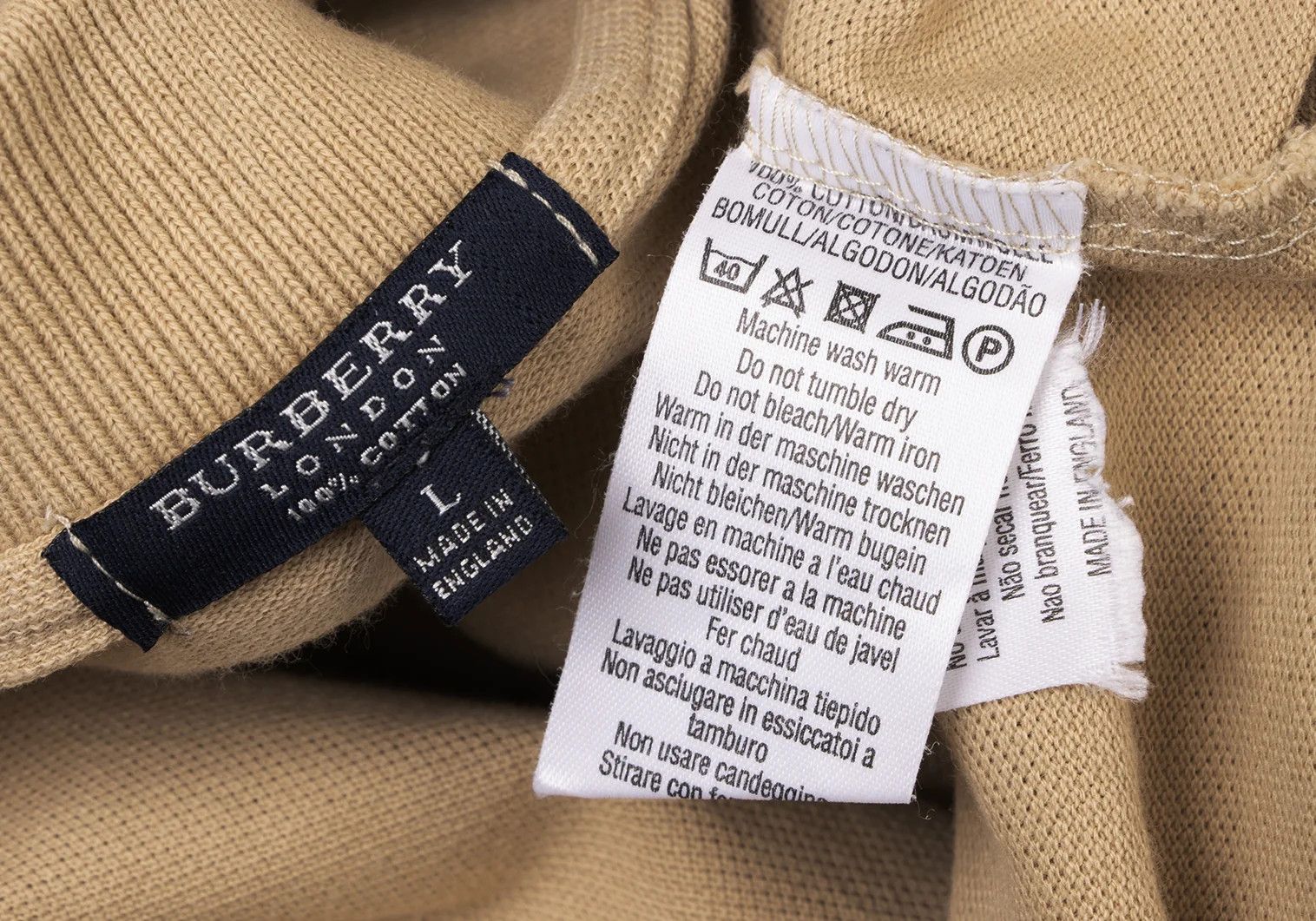 Burberry Embroidered Short Sleeve Polo Shirt in Beige L Size US L / EU 52-54 / 3 - 18 Thumbnail