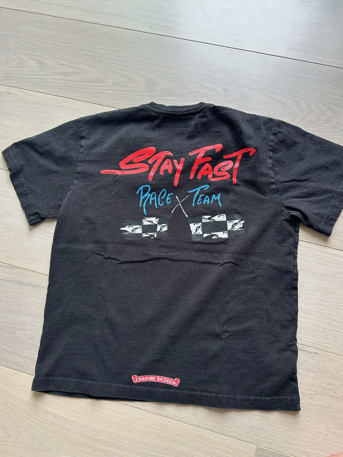 image of Matty Stay Fast Chrome Hearts Tee Shirt in Black, Men's (Size Large)