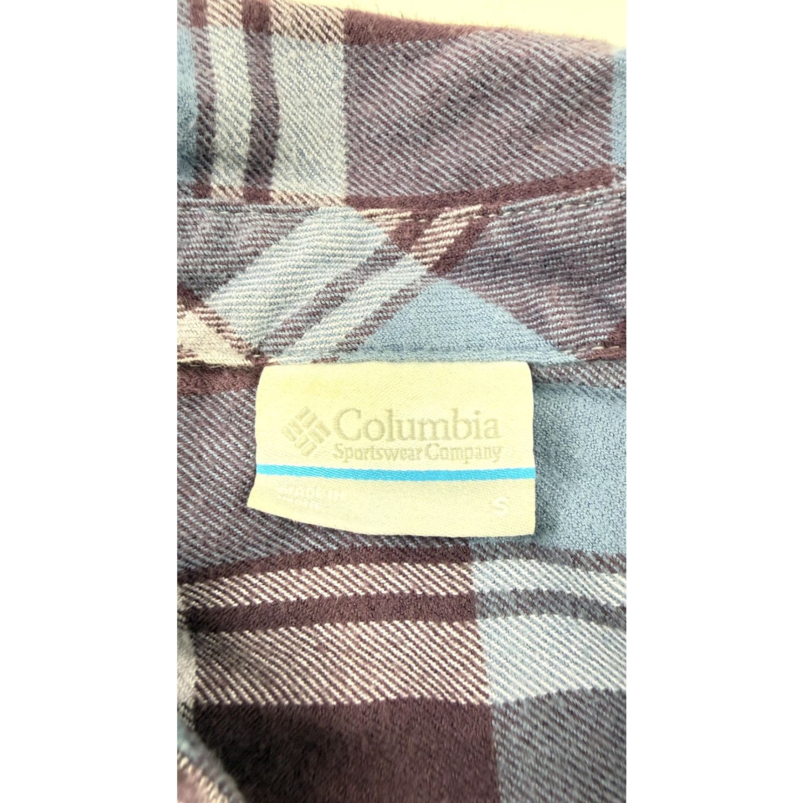 Vintage Columbia Shirt Womens Small Purple Blue Plaid Flannel Button Front Cotton Top Size S / US 4 / IT 40 - 5 Thumbnail