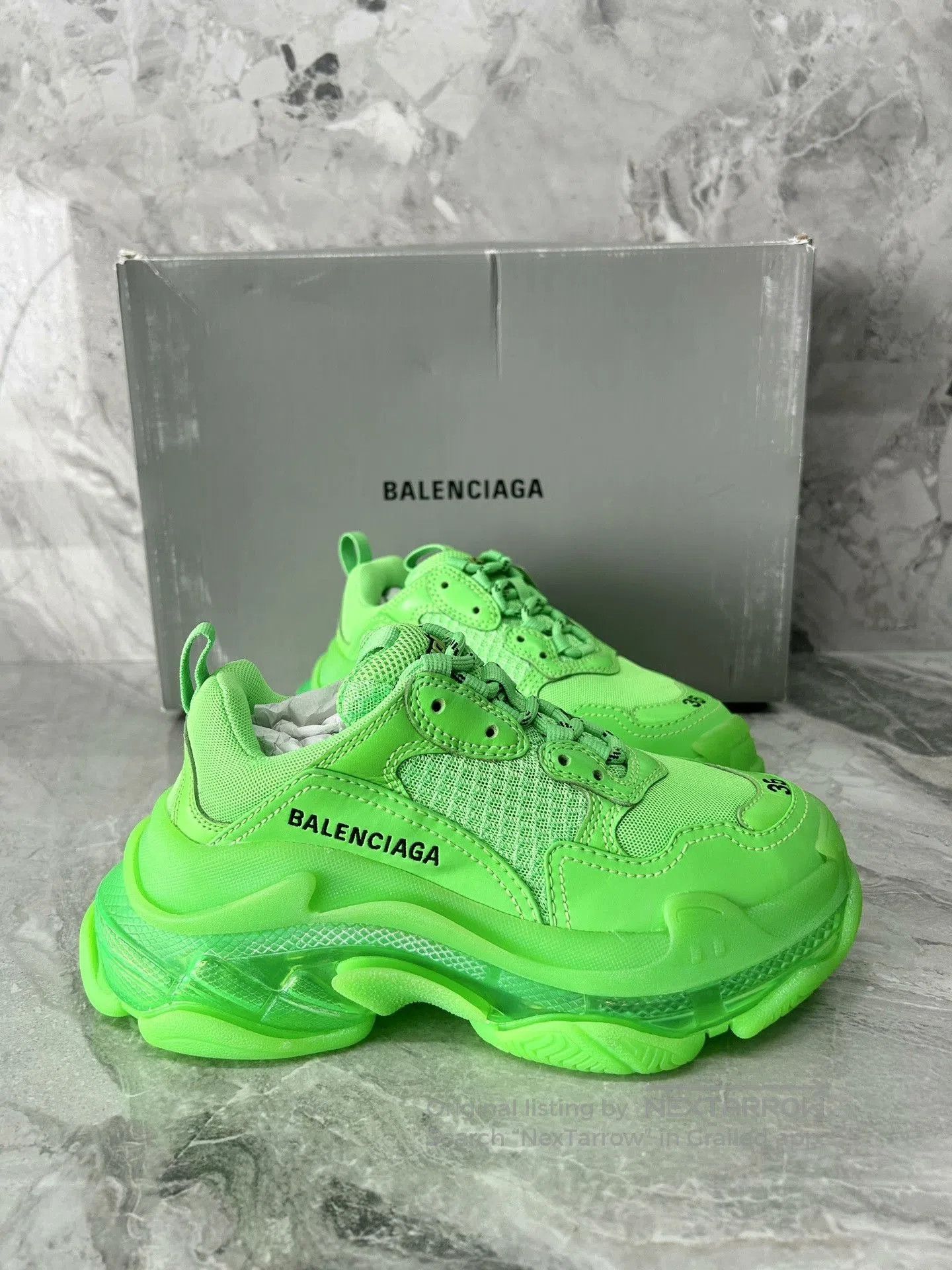 Balenciaga Balenciaga Triple S Green Low-Top Dad Shoes. Size US 4 / IT 34 - 2 Thumbnail