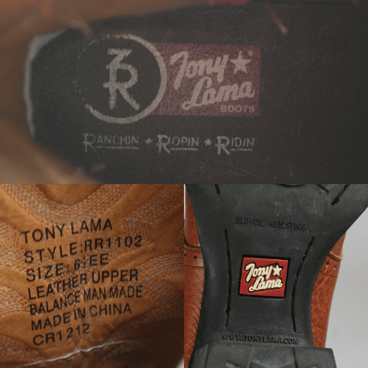 Tony Lama Cowboy Leather Square Toe Boots Size US 7.5 / EU 40-41 - 14 Thumbnail