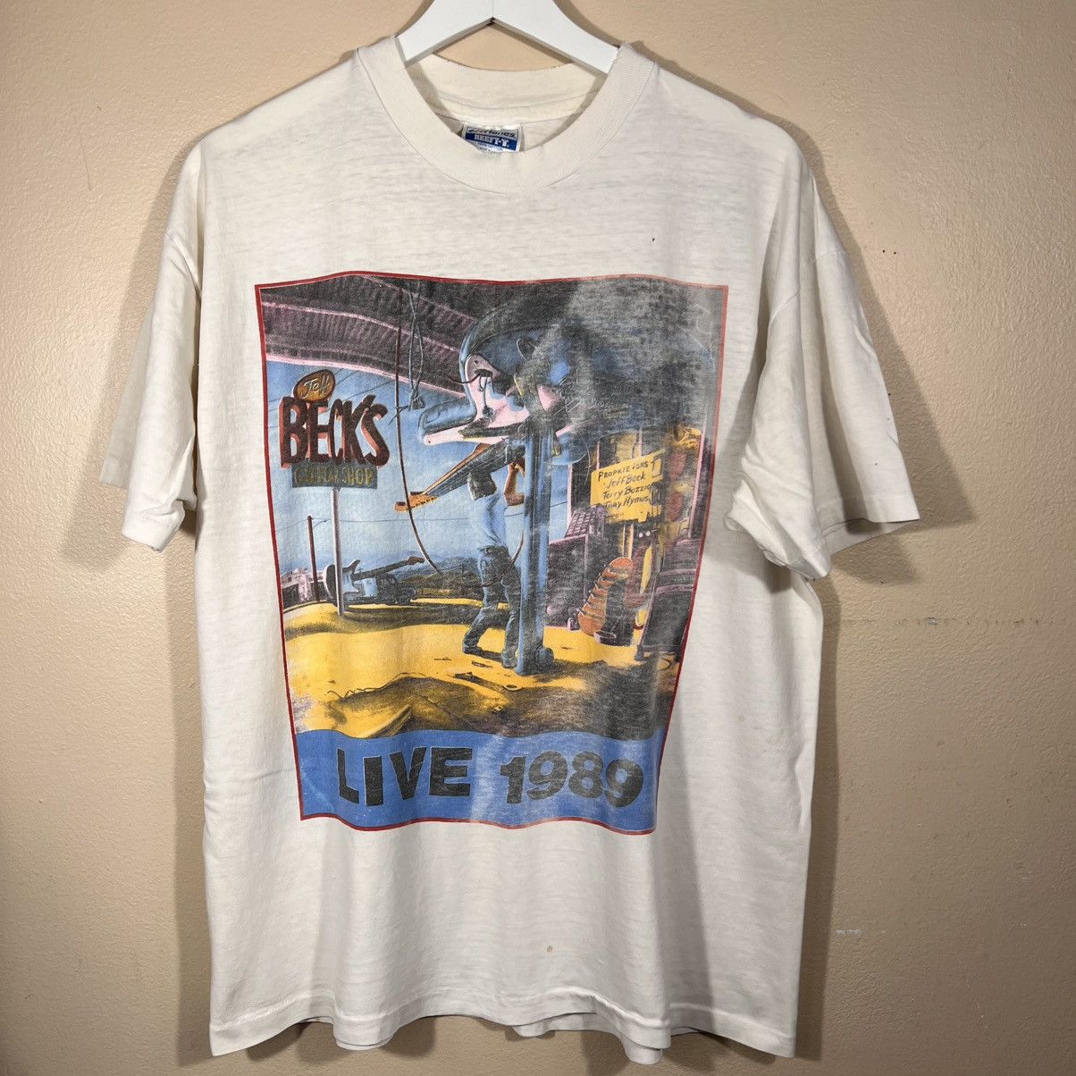 Hanes × Vintage Vintage 1989 Rare Jeff Beck’: Guitar Shop T Shirt Stevie Ray Size US L / EU 52-54 / 3 - 2 Thumbnail