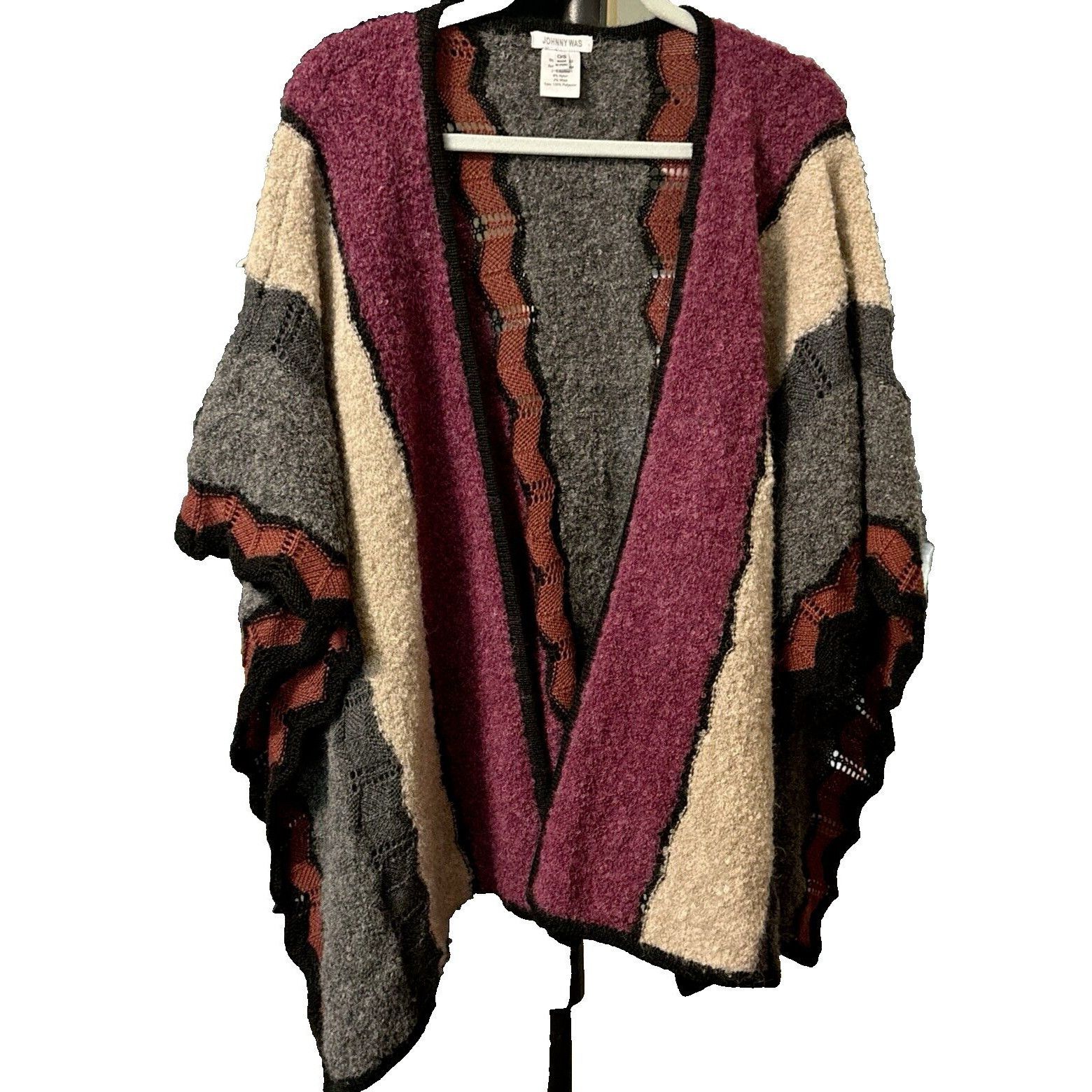 NWOT Womens Johnny Was RILRY Alpaca Cape Poncho Shawl Size O