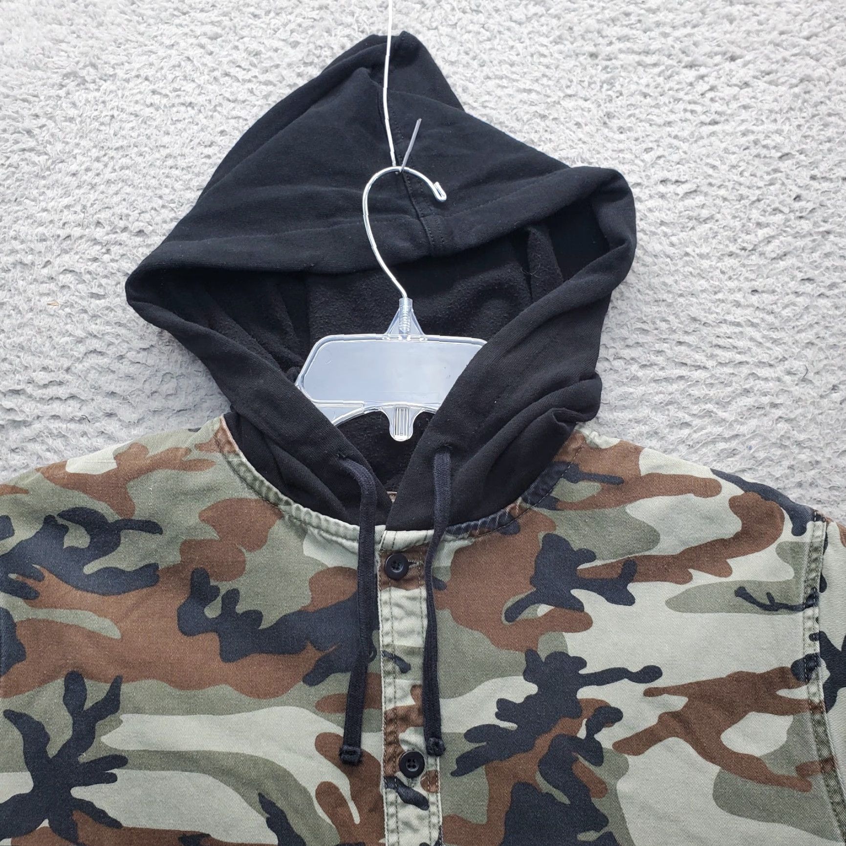 Pacsun PacSun Hooded Shirt Mens S Multi Camouflage Cotton Drawstring High Low Button Up Size US S / EU 44-46 / 1 - 5 Thumbnail