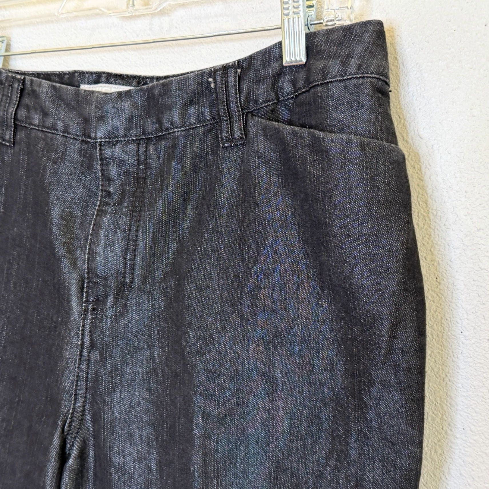 Vintage Chico's Pants Womens 2.5 Regular Charcoal Metallic Straight Leg Flat Front 31in Inseam Stretch Dress/Business Casual Workwear Trousers Size 26" / US 2 / IT 38 - 2 Thumbnail