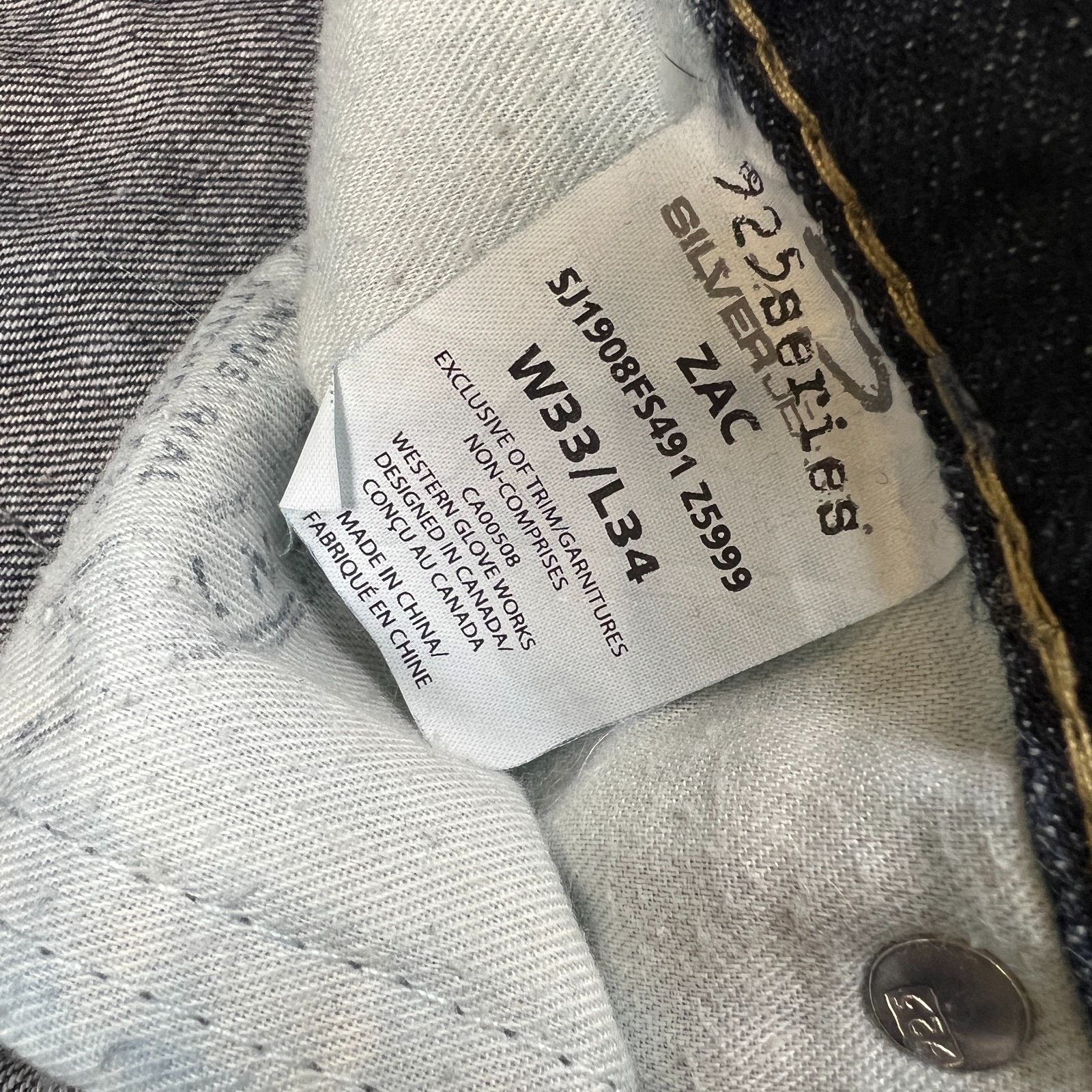 Silver Jeans Co. Silver Jeans Zac 33x34 Blue Relaxed Fit Straight Leg Denim Size US 33 - 11 Thumbnail