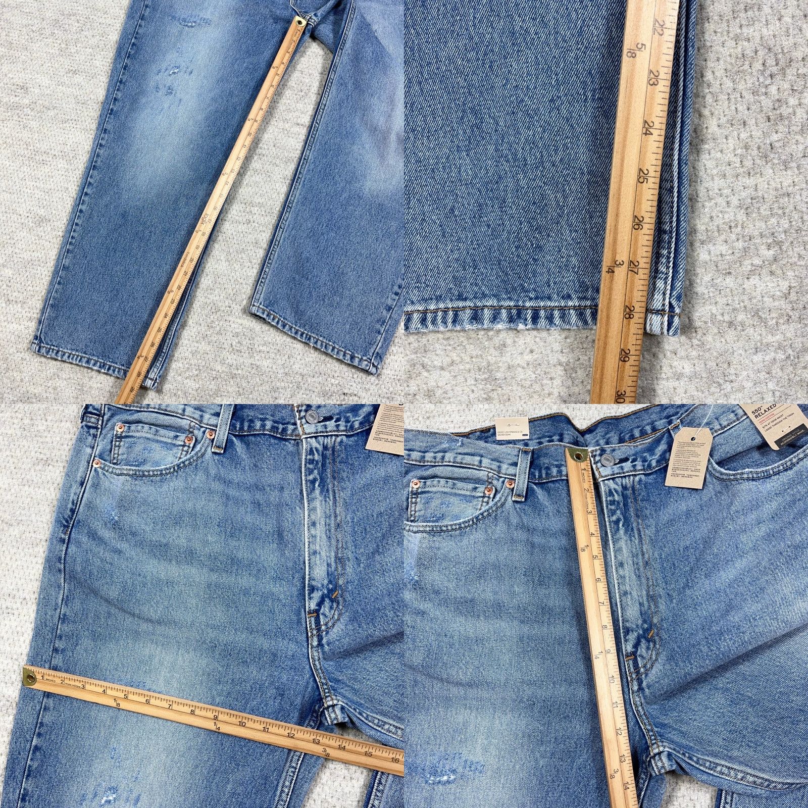 Levi's Levi's 550 Jeans Men 42x30 Relaxed Fit Distressed Blue Cotton Denim Medium Wash 5-Pocket Regular Inseam 30in Size US 42 / EU 58 - 8 Thumbnail