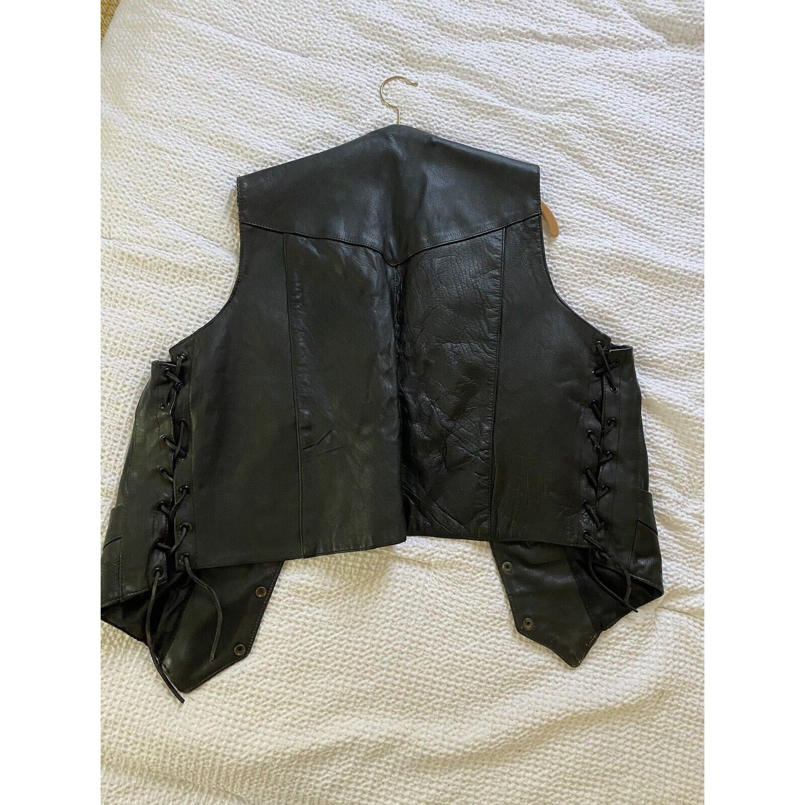Other Vintage Diamond Leather Men’s Vest, Sz Xxl Black Early 80’s Size US XXL / EU 58 / 5 - 5 Thumbnail