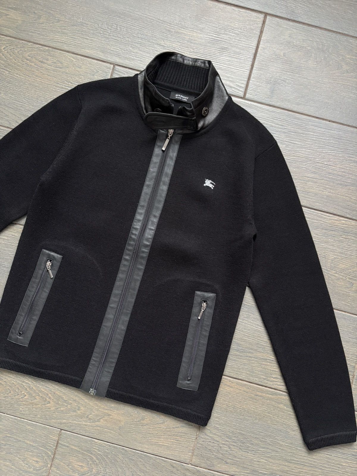 Burberry Burberry Black Label Knit Pullover Sweater Leather Trim Zip Size US M / EU 48-50 / 2 - 2 Thumbnail