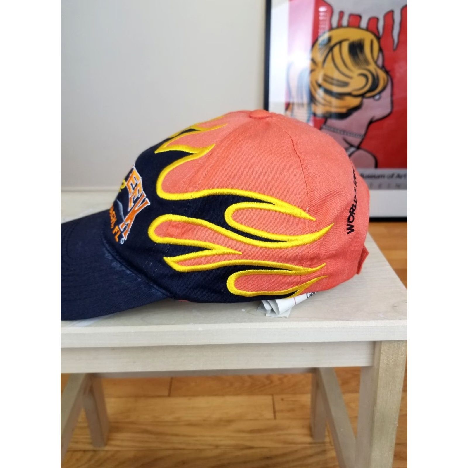 Vintage VINTAGE 2002 BIKE WEEK DAYTONA BEACH FLORIDA FLAME MOTOTCYCLE EVENT HAT CAP Mens One Size Orange Baseball Cap GOOD CONDITION Size ONE SIZE - 3 Thumbnail