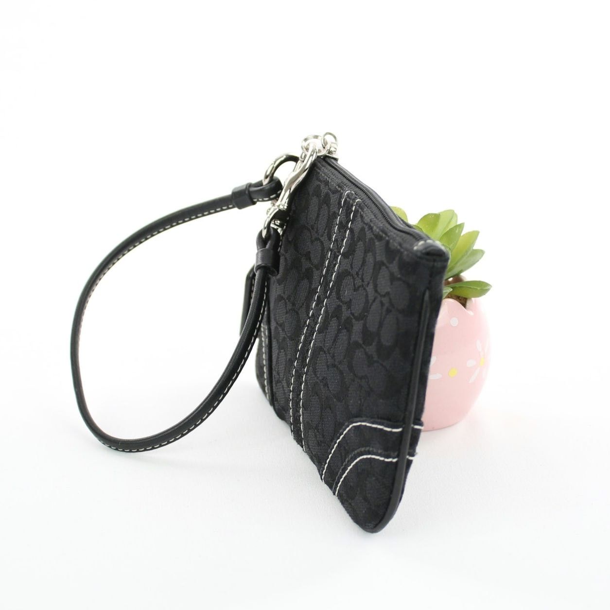 Coach Coach Black Signature Fabric Wristlet Size ONE SIZE - 3 Thumbnail