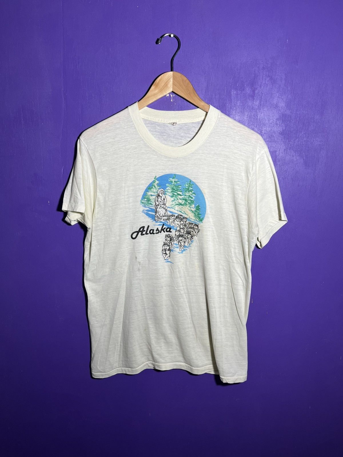 Vintage Vintage 80s Alaska husky sled pulling t-shirt Size US M / EU 48-50 / 2 - 1 Thumbnail