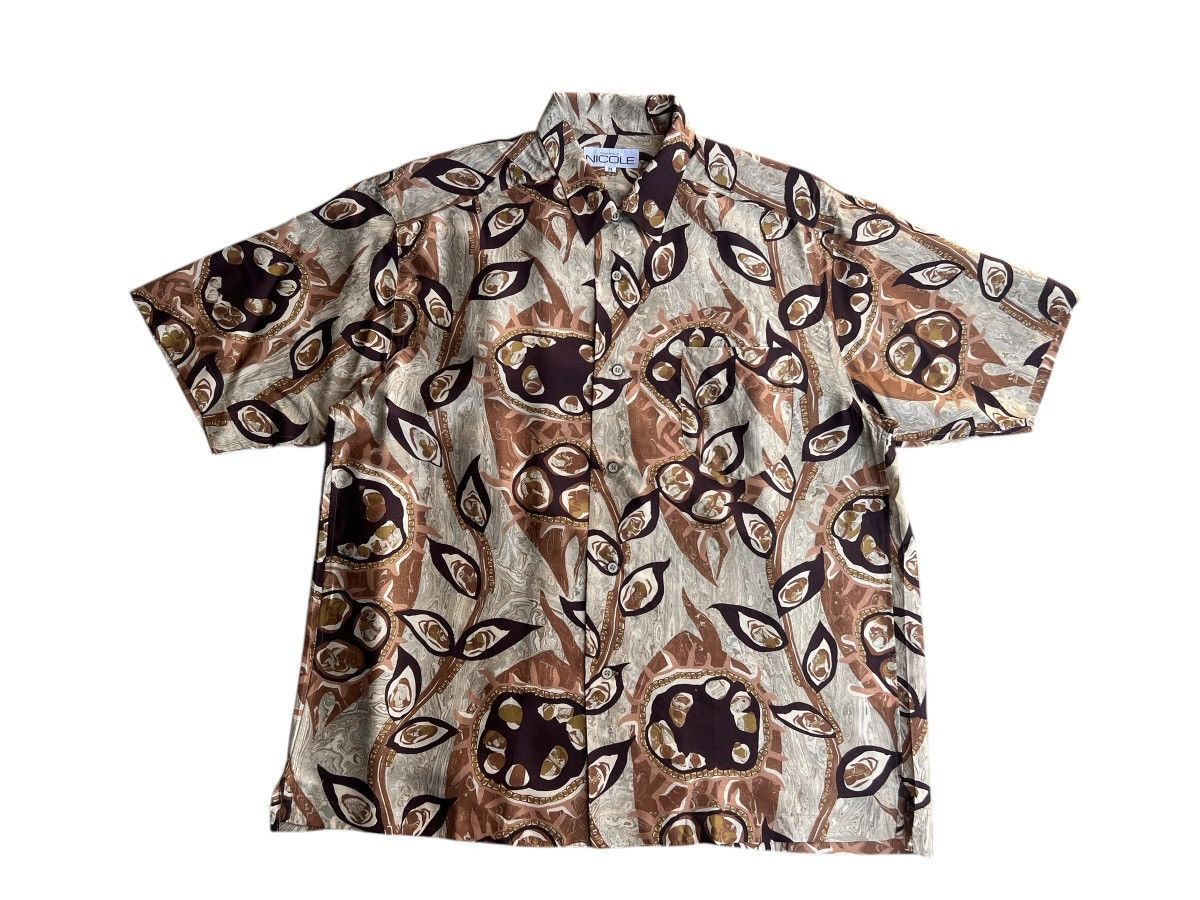 Japanese Brand Vintage 90s Monsieur Nicole Abstract Art 100% Silk Shirt Size US M / EU 48-50 / 2 - 1 Thumbnail