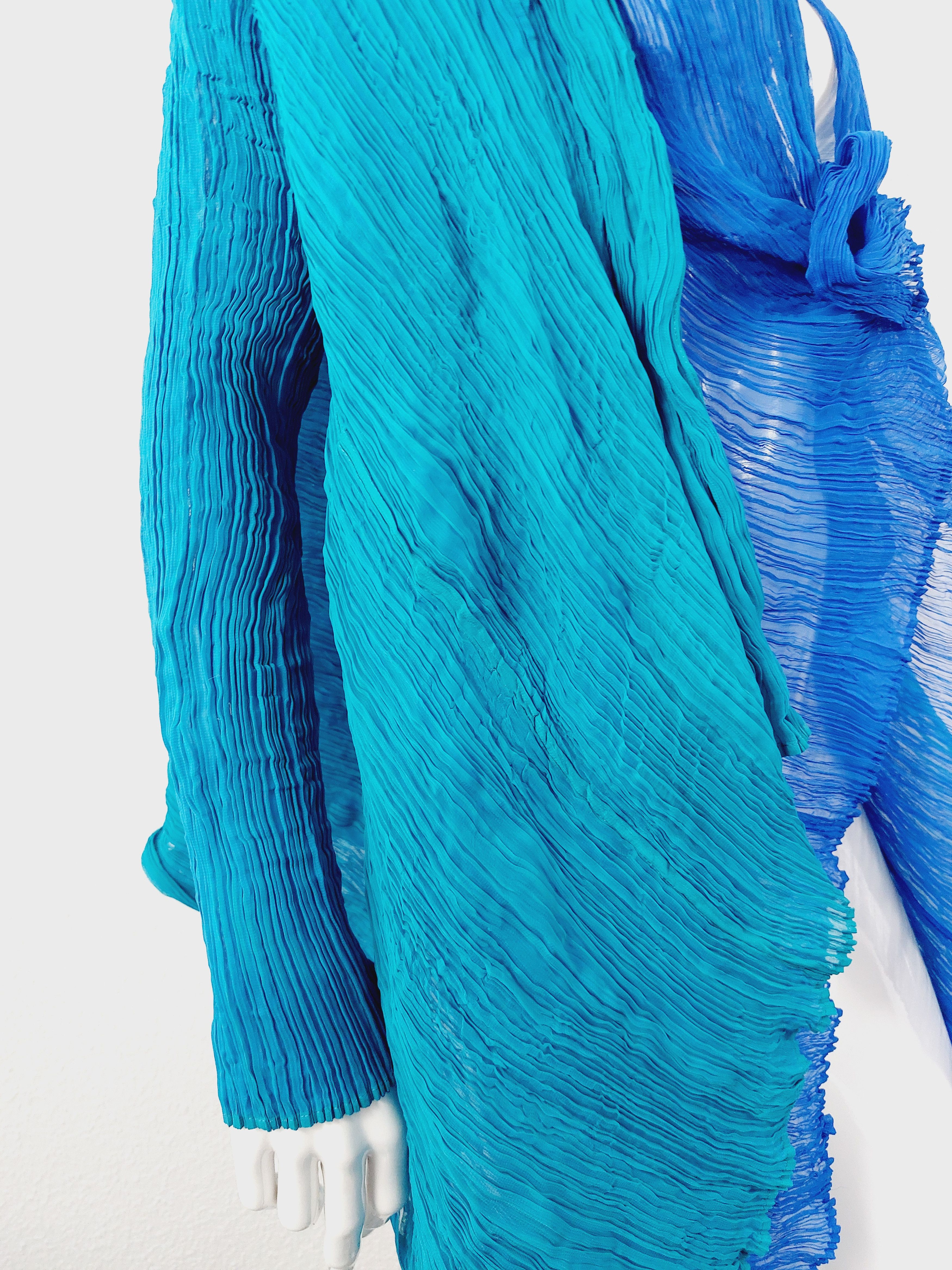 Issey Miyake Issey Miyake Féte Fete Bicolor Blue Turquoise Jacket Blazer Size ONE SIZE - 3 Thumbnail