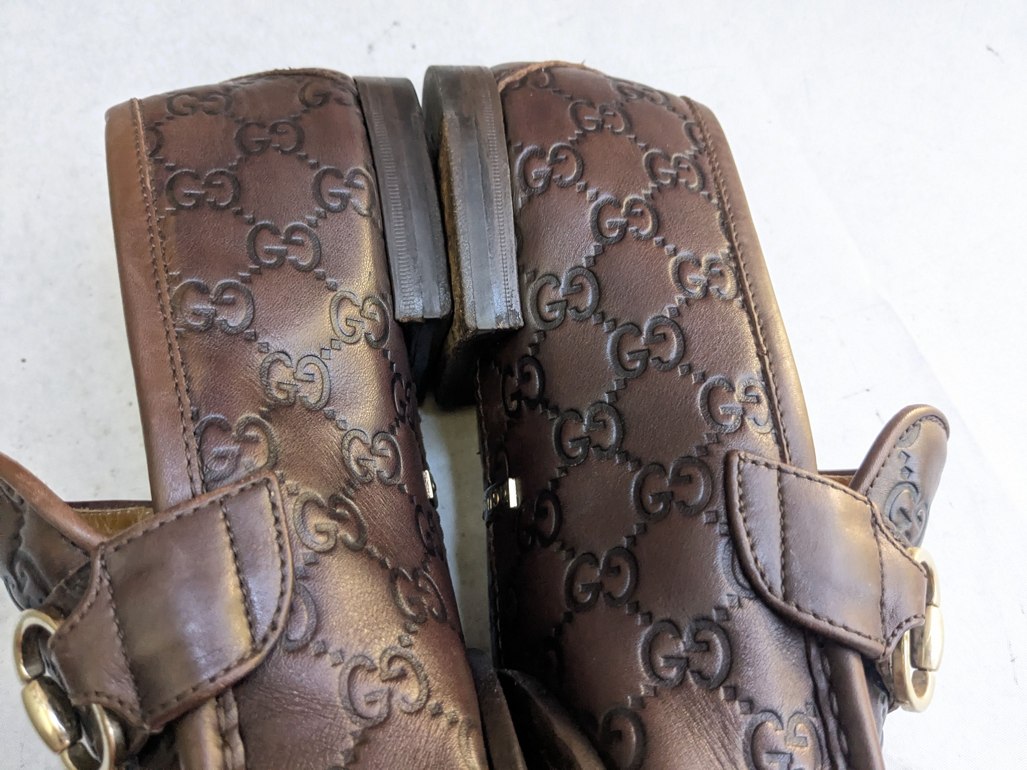 Gucci Gucci Horsebit Loafers Brown Monogram Leather 11 GG Logo Size US 11 / EU 44 - 8 Thumbnail