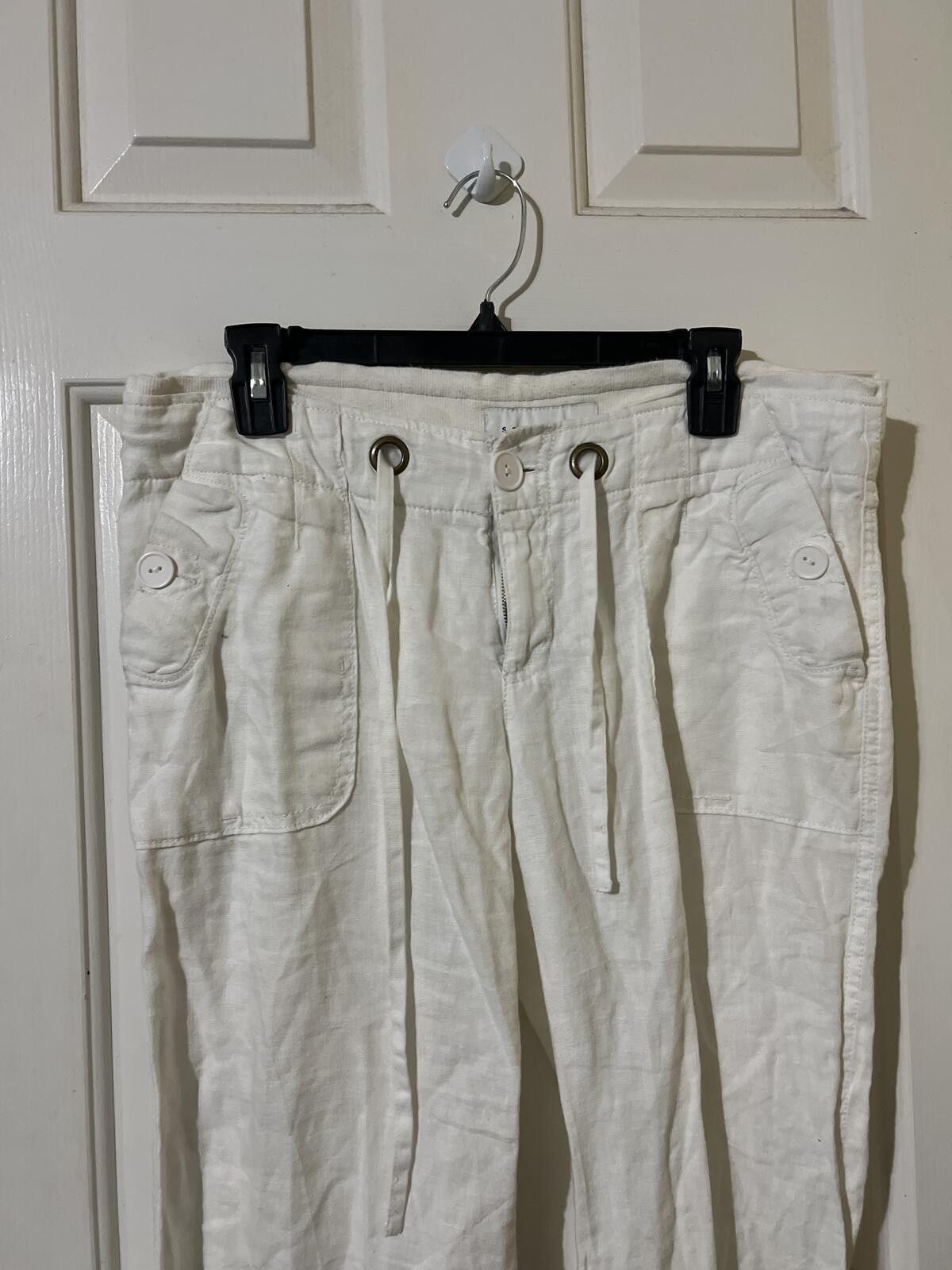 Sanctuary Sanctuary Surplus White Linen Blend Drawstring Wide Leg 28 Size 28" / US 6 / IT 42 - 3 Thumbnail