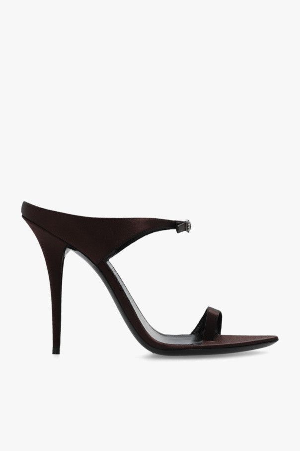 o1s1wg110724 Dive Mules in Crepe Satin in Brown