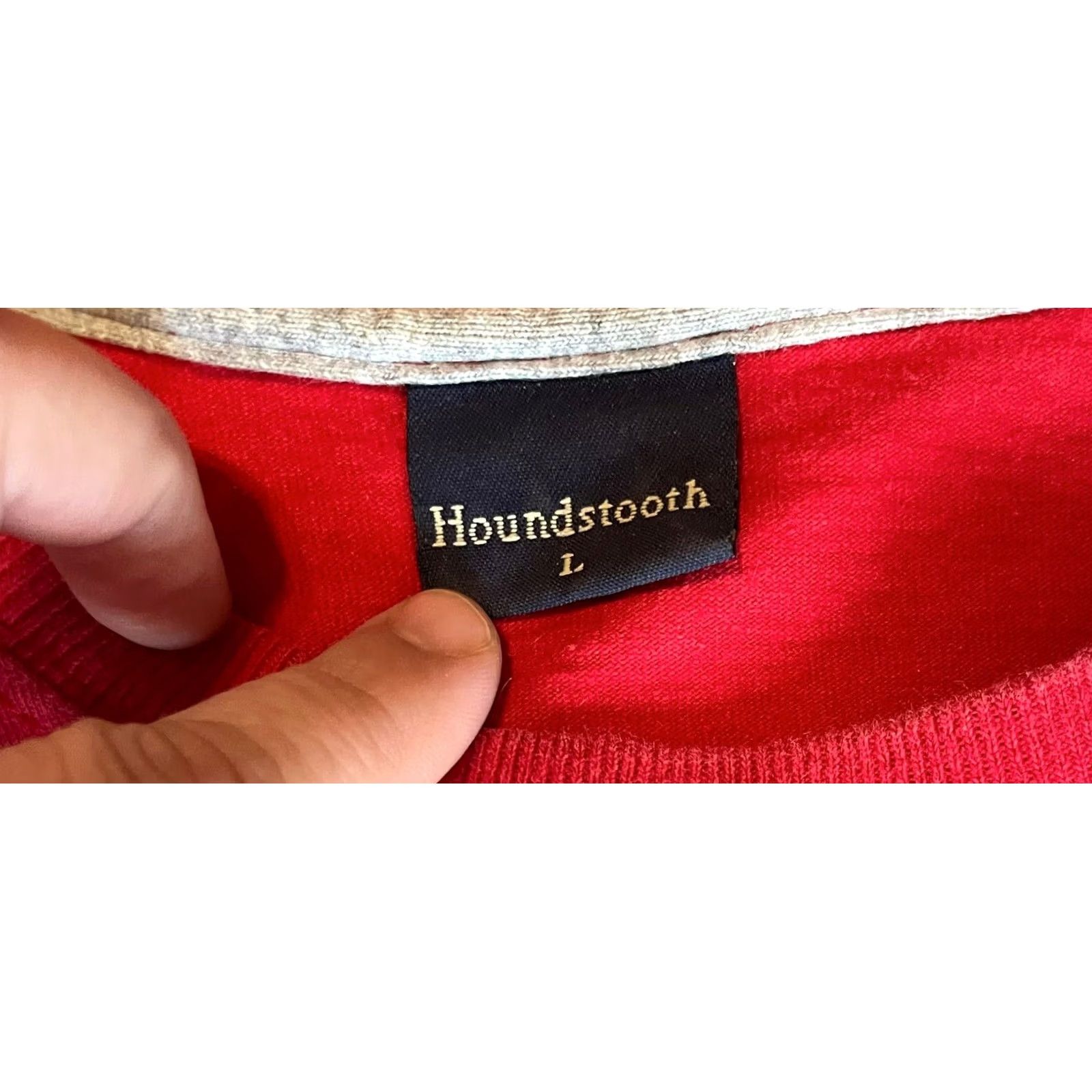 Vintage Houndstooth Men Red Pullover Sweatshirt Sweater Long Sleeve Large Made In USA Mens Regular Size L Size US L / EU 52-54 / 3 - 7 Thumbnail