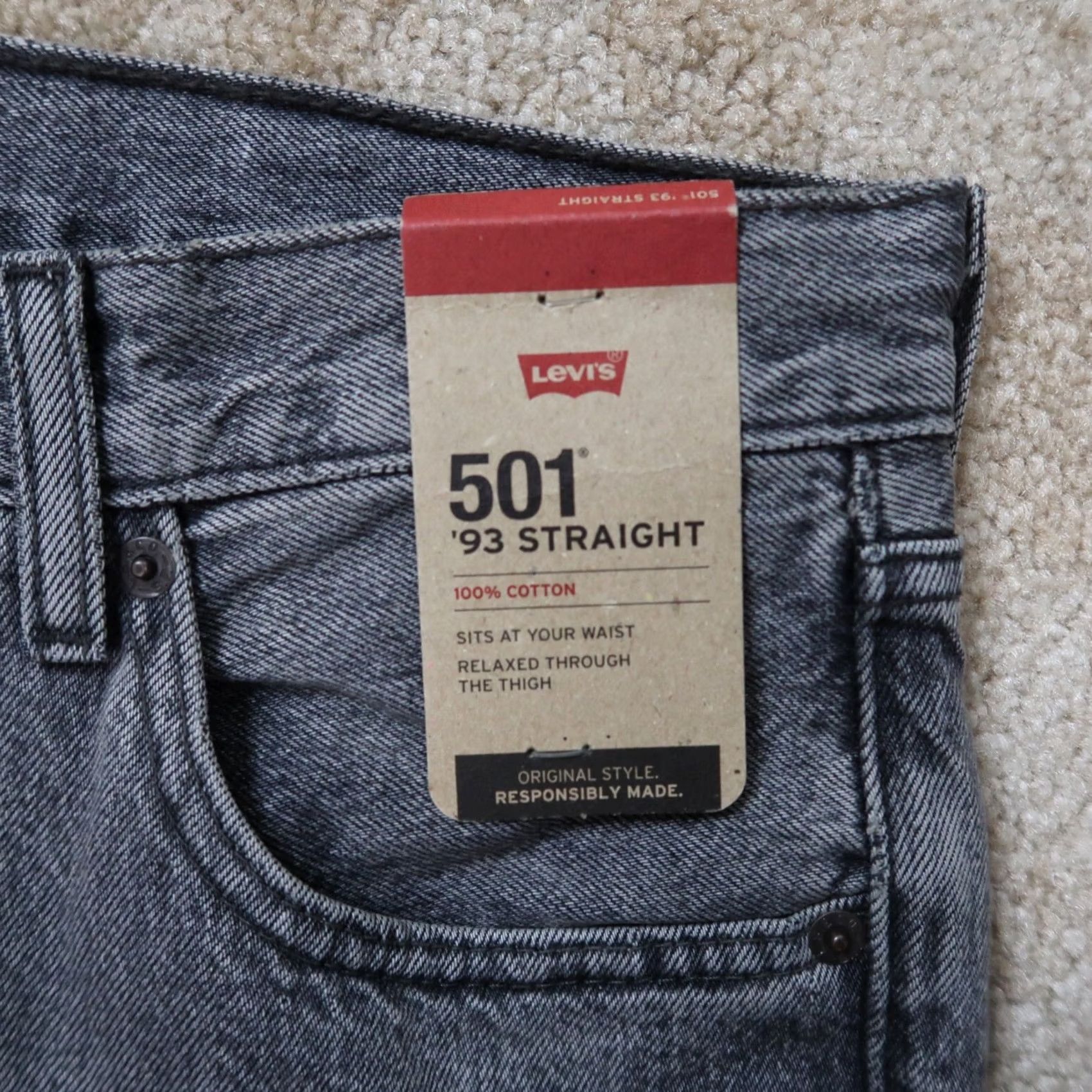 Levi's VINTAGE Levi's 501 Jeans Men 33x30 Gray Button Fly Straight 5-Pocket Denim Brand Levi's 501 Series Mens Size US 33 - 3 Thumbnail