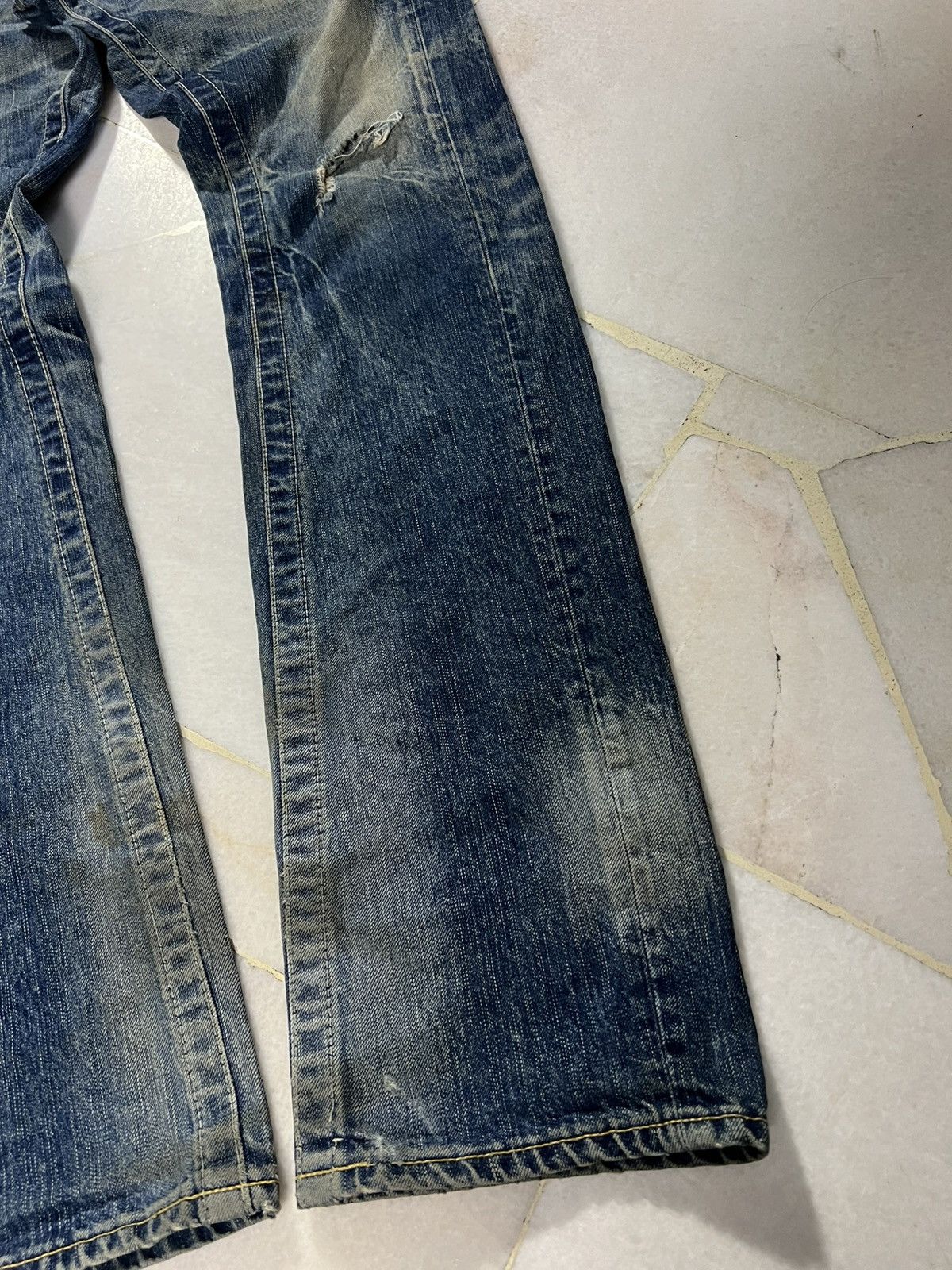 Blue Blue Japan 💥Flare Punk💥Vintage 90’s Blue Way Distress Rusty Mud Wash Size US 31 - 4 Thumbnail