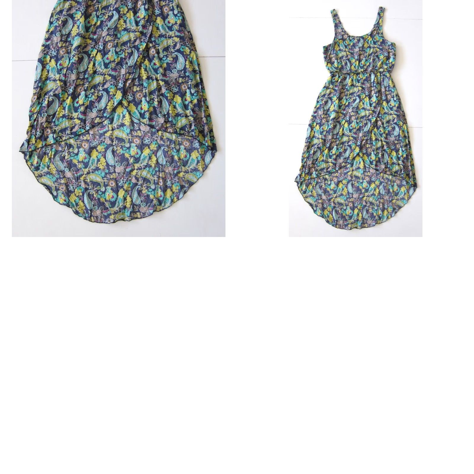 Vintage Mudd 100% Rayon Blue Grey Yellow Paisley Floral Jumper Tank High Low Dress M Size M / US 6-8 / IT 42-44 - 8 Thumbnail