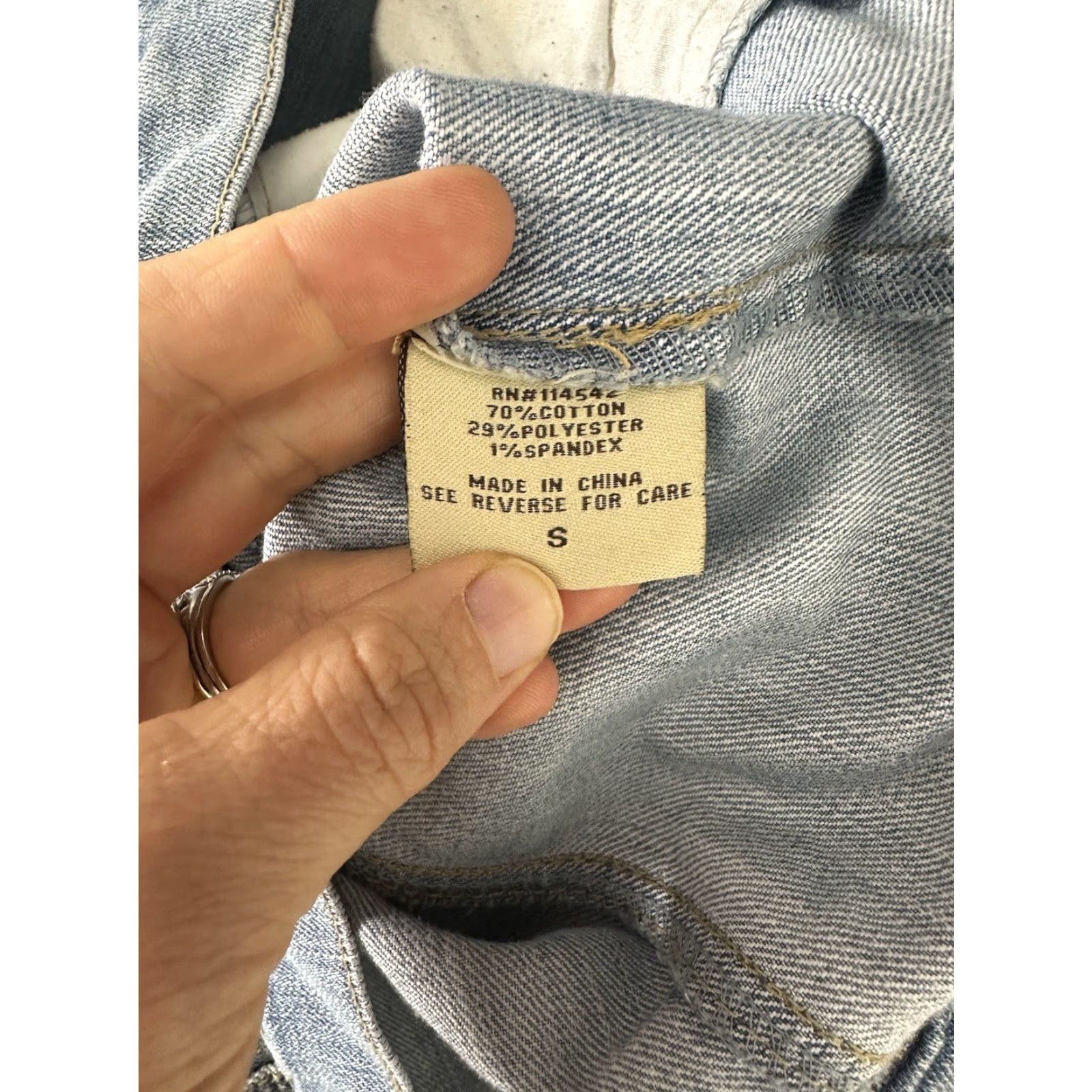 Denime VINTAGE Y2K Crop Denim Jacket Womens S Blue Light Wash Jeans Jacket Casual Biker Bohemian Grunge Rock Pockets Size 28" / US 6 / IT 42 - 5 Thumbnail