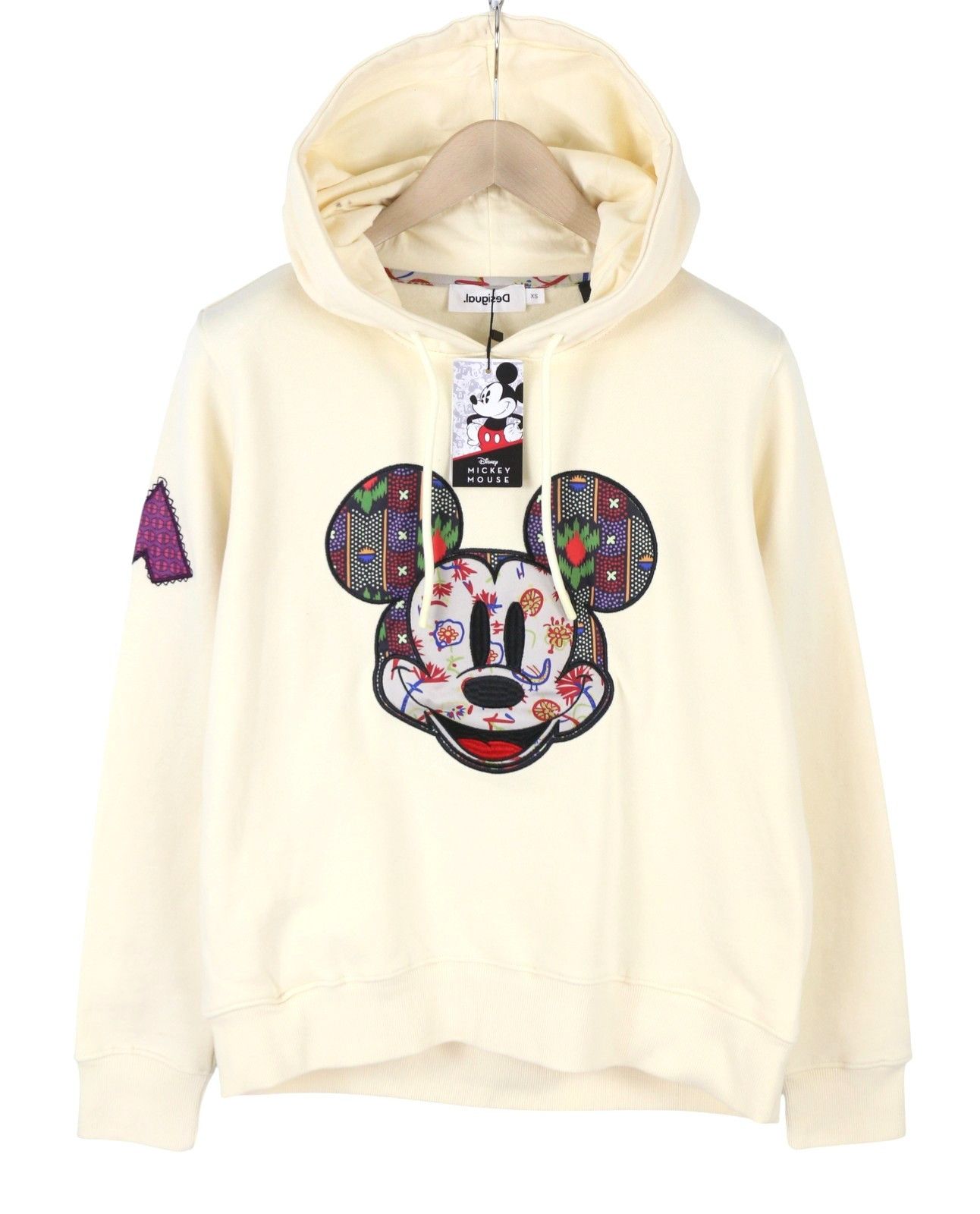 Desigual DISNEY MICKEY XS Beige Oversized Hoodie 88765 Size XS / US 0-2 / IT 36-38 - 2 Thumbnail
