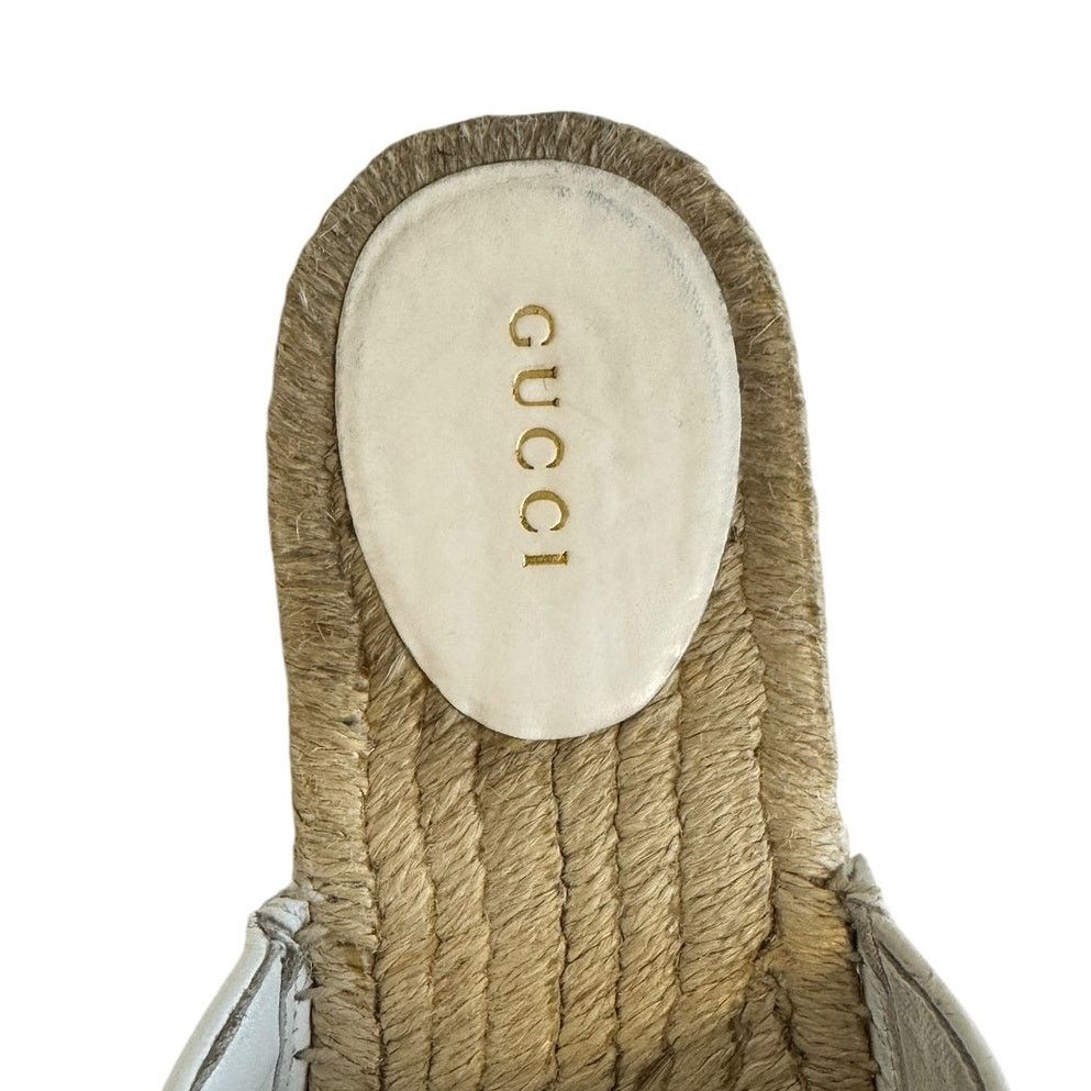 Gucci Gucci GG Marmont Matelassé White Leather Espadrille Mules 39 Size US 9 / IT 39 - 14 Thumbnail