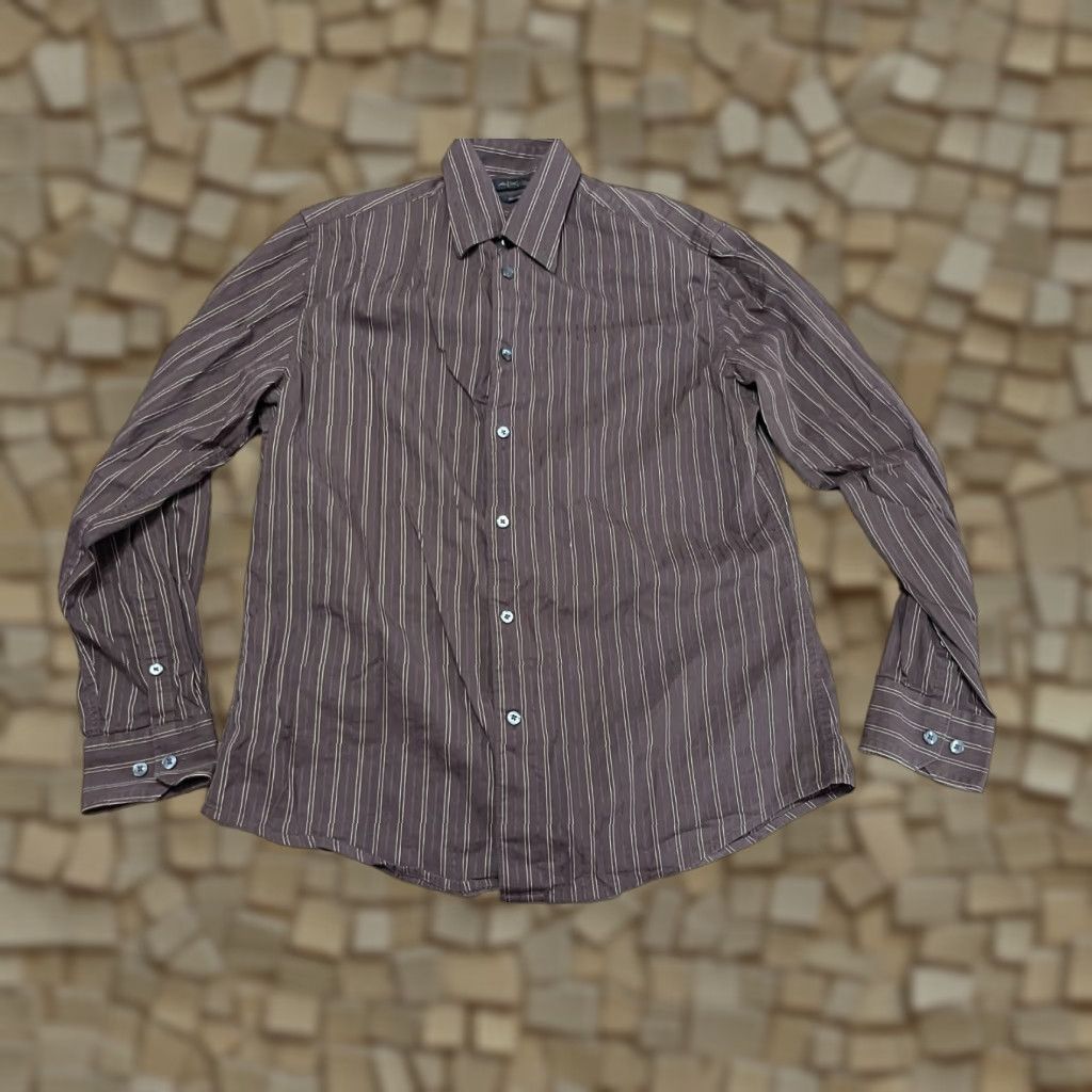 Vintage Axist Shirt Men's M Brown Modern Fit Button Up Long Sleeve Collared Regular Fall Spring Summer Casual Shirt Size US M / EU 48-50 / 2 - 1 Thumbnail