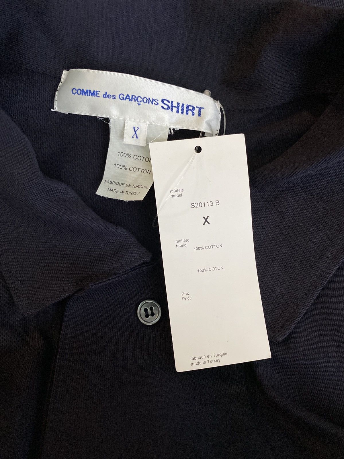Comme des Garcons SHIRT Comme des Garçons Navy 100% Cotton Oversized Placket Polo Size US XL / EU 56 / 4 - 7 Thumbnail
