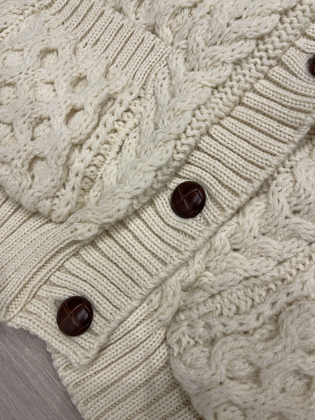 Vintage Vintage knitted cardigan beige wool unisex L Size XL / US 12-14 / IT 48-50 - 5 Thumbnail