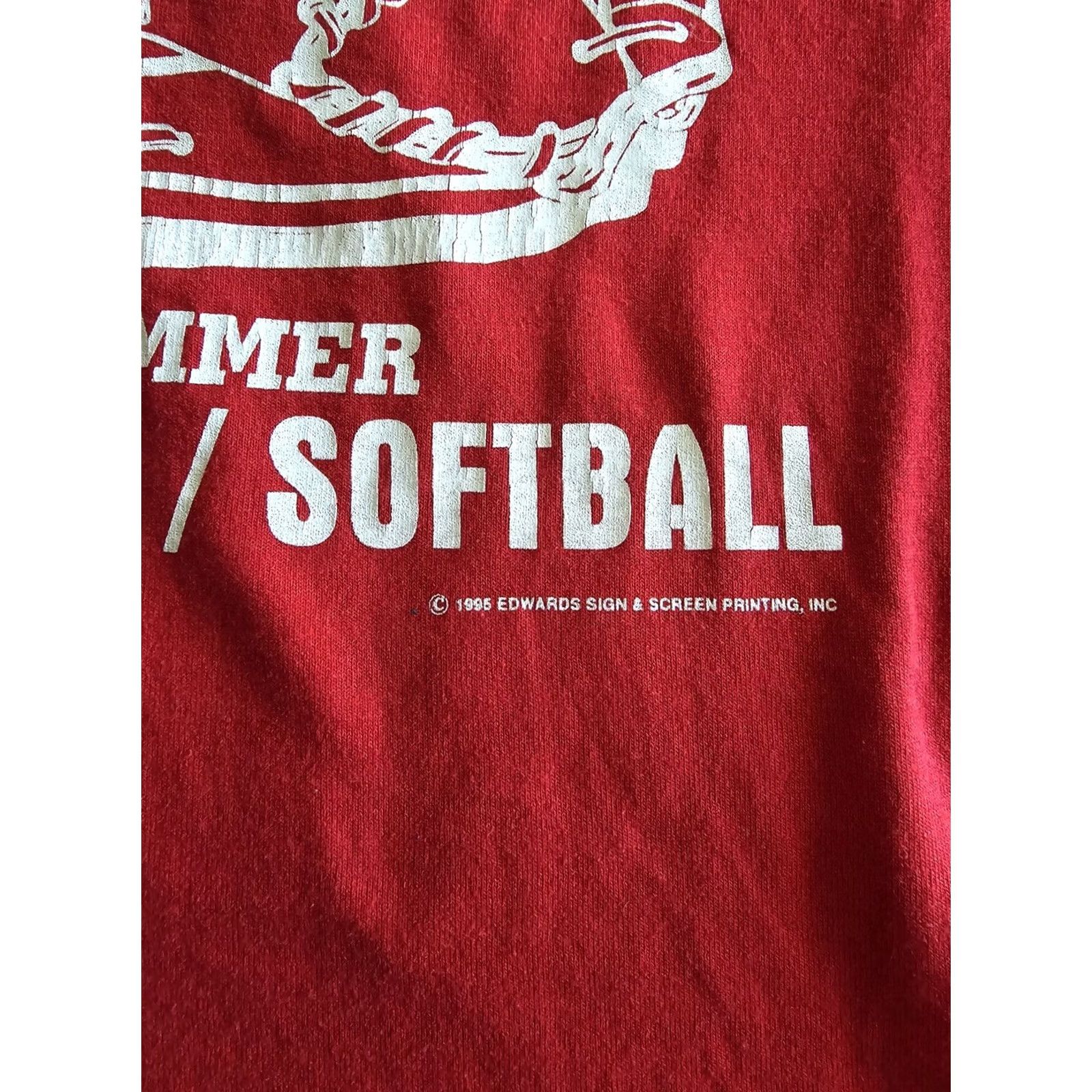 Fruit Of The Loom VINTAGE 90s Red Softball Baseball Single Stitch Tshirt Adult Medium Sports Tee Fruit of the Loom Unisex Graphic Tee Size US M / EU 48-50 / 2 - 4 Thumbnail