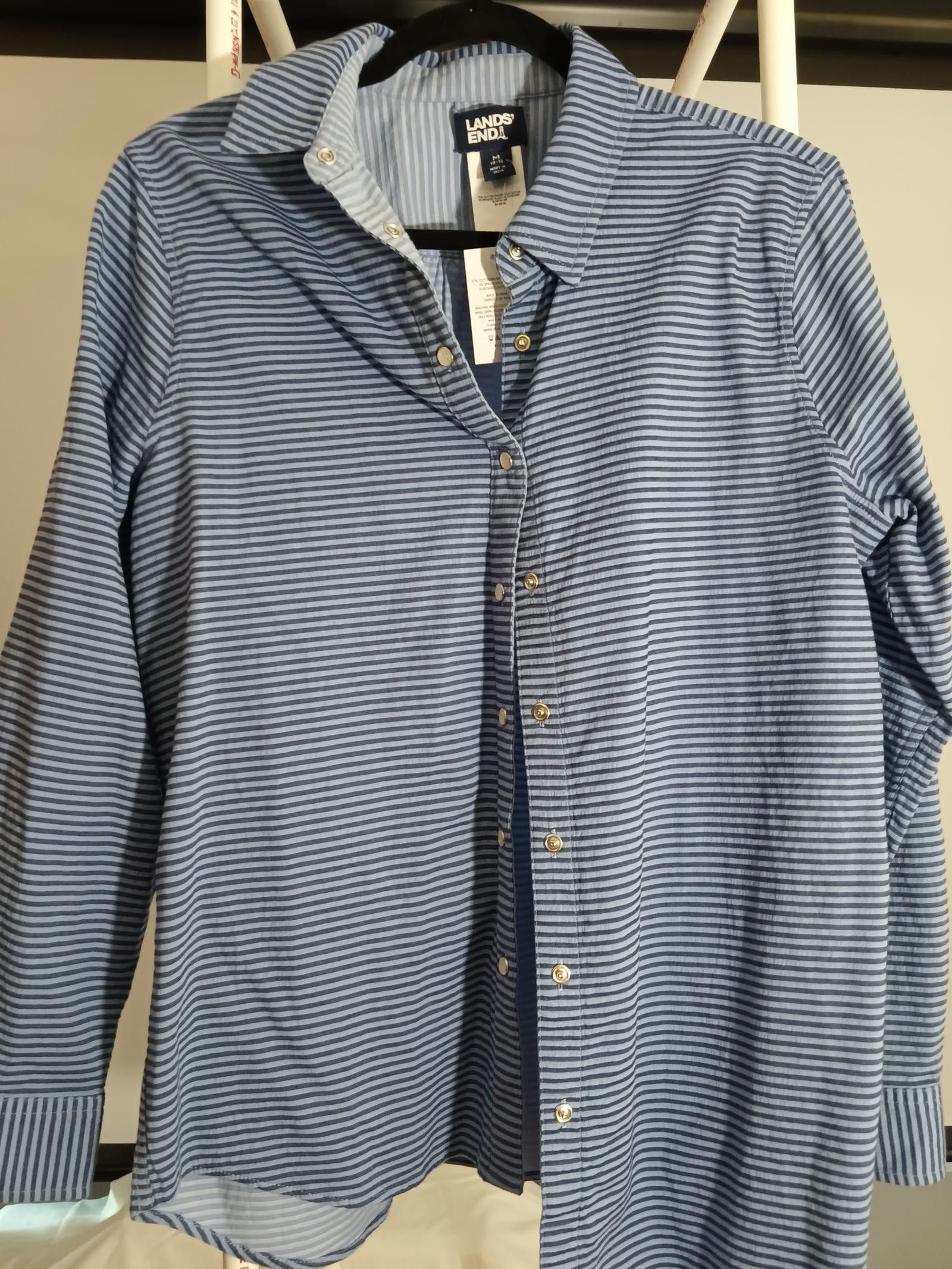 Lands' End Lands' End Women's Striped Button-Up Shirt - Medium Size M / US 6-8 / IT 42-44 - 1 Thumbnail
