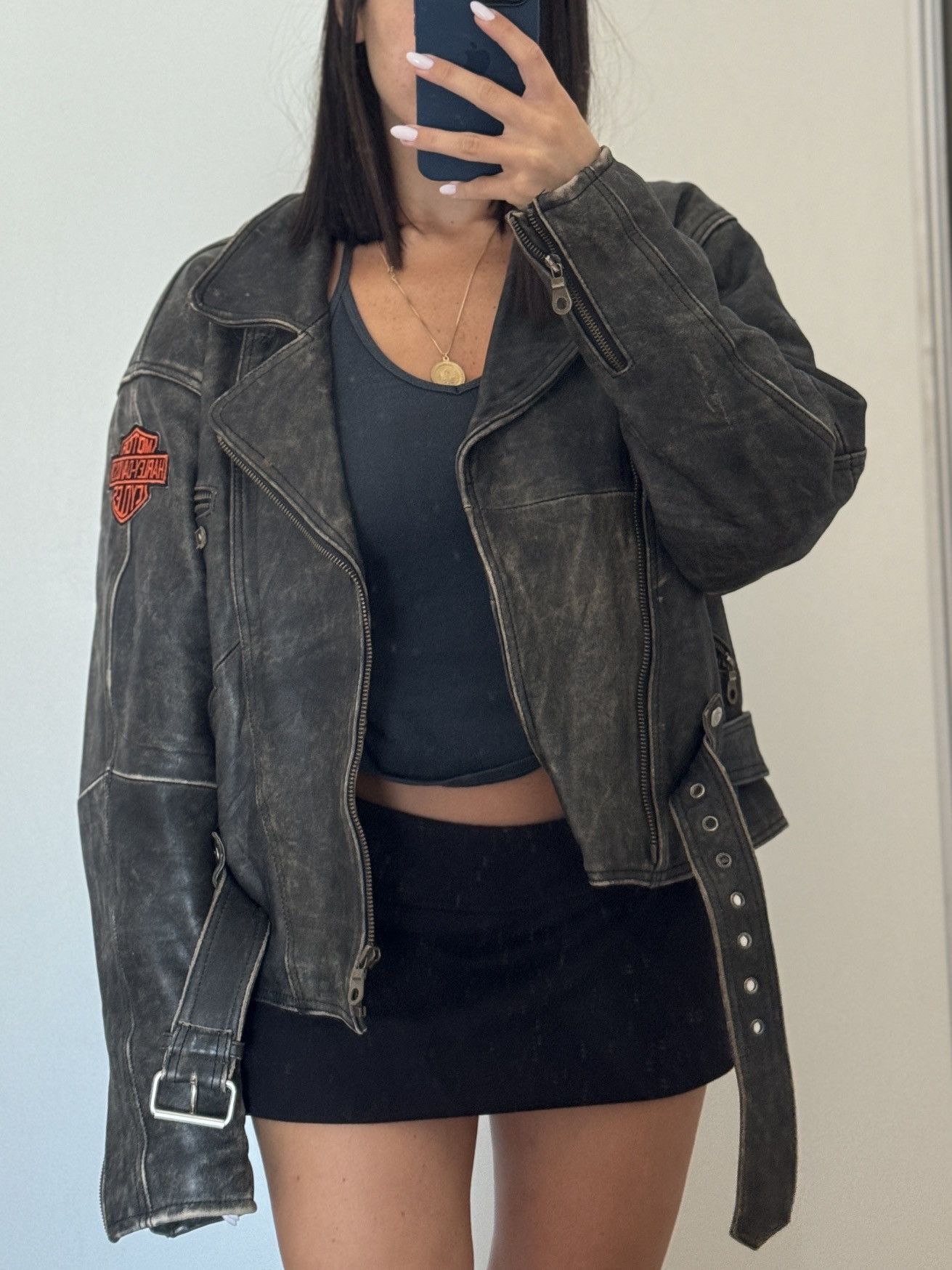 Harley Davidson × Vintage Leather Jacket with Harley Davidson patches Size ONE SIZE - 3 Thumbnail