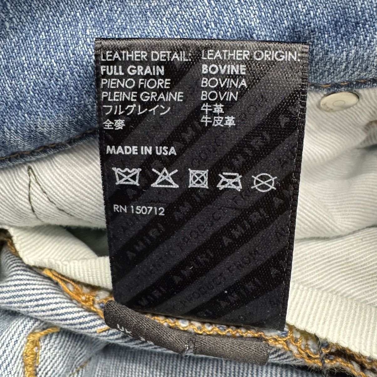 Amiri Amiri Chemist Leather Star Patch Jeans Light Indigo Size US 34 / EU 50 - 15 Thumbnail