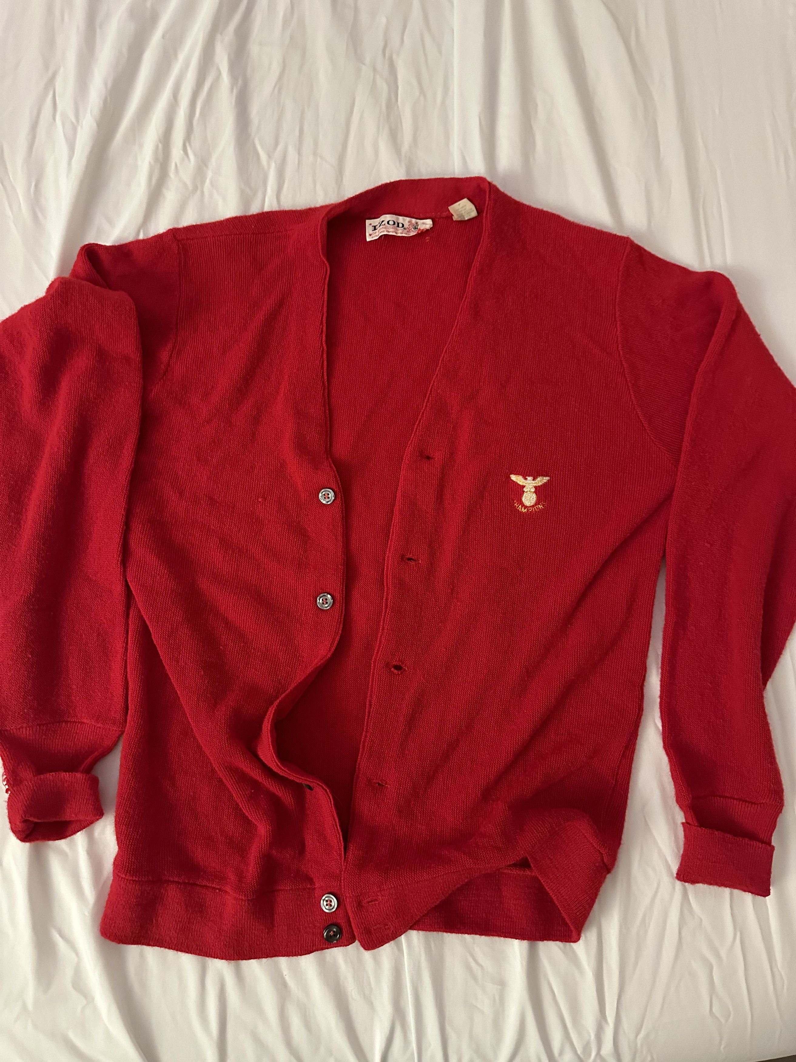 Izod Red Cardigan Izod Lacoste Vintage Size L / US 10 / IT 46 - 1 Thumbnail