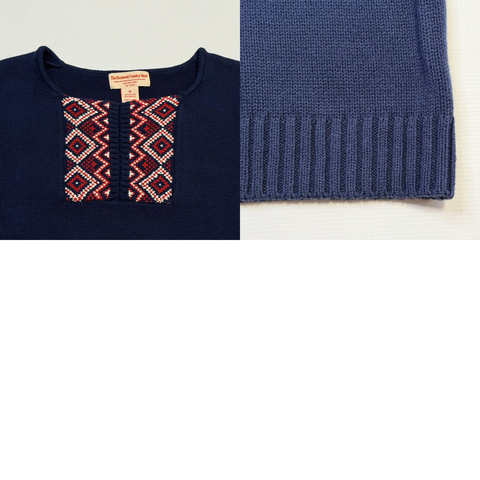 Vintage Vermont Country Store Sweater Womens Medium Blue Fair Isle Knit Pullover Size M / US 6-8 / IT 42-44 - 8 Thumbnail