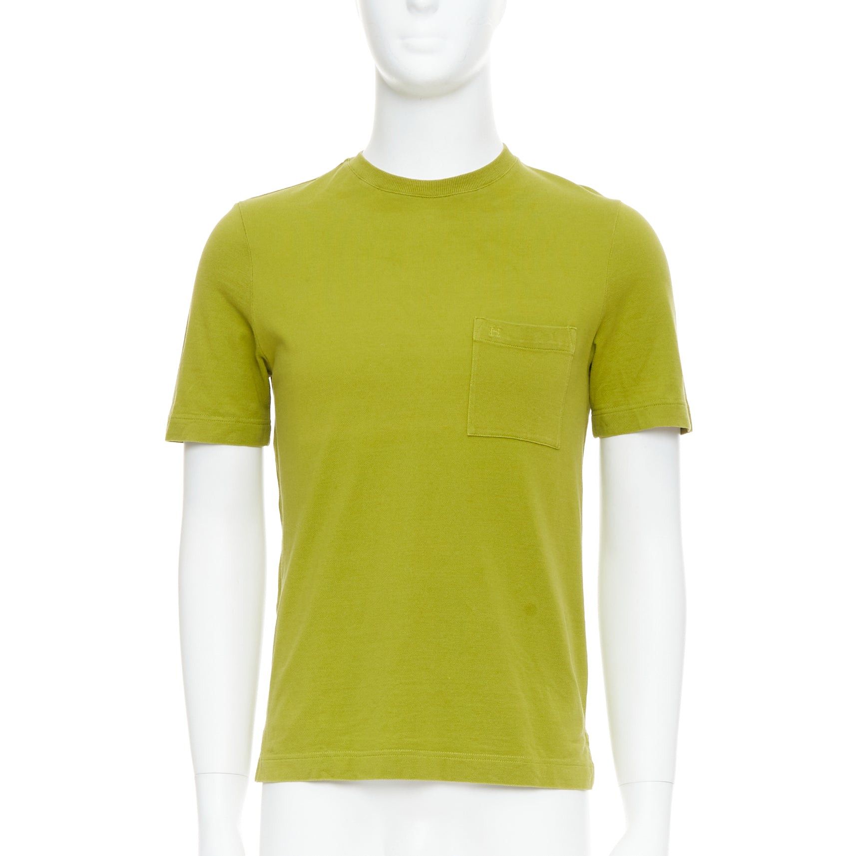 Hermes HERMES olive green cotton H logo crew neck pocket t-shirt top XS Size US XS / EU 42 / 0 - 1 Thumbnail