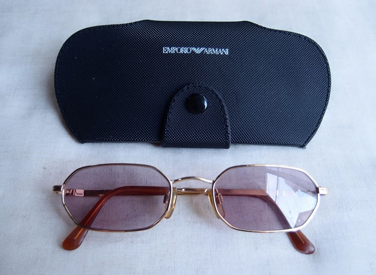 Emporio Armani Emporio Armani Sunglasses Purple Lenses Gold Metal Frame Size ONE SIZE - 1 Thumbnail